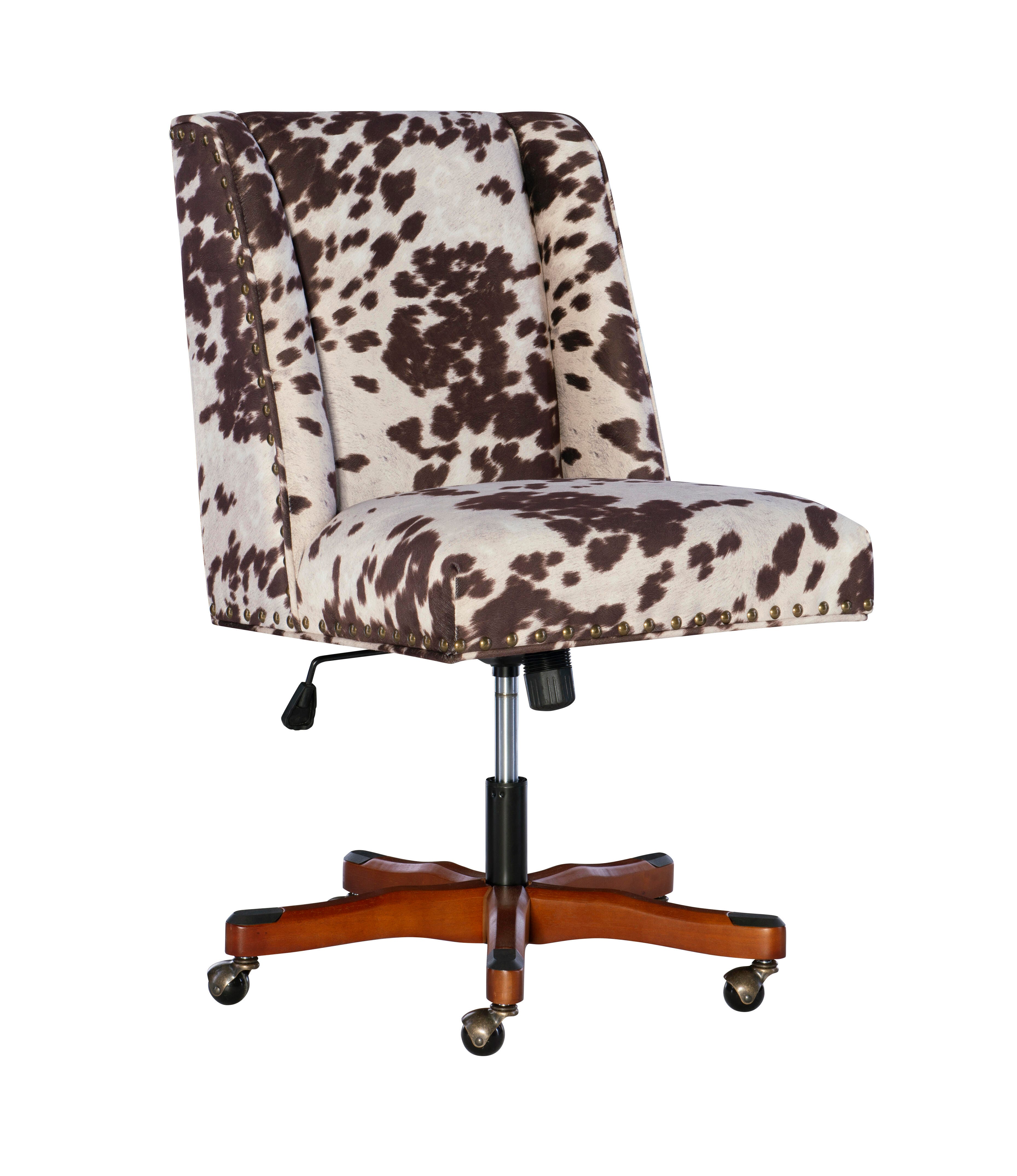 Linon Draper Office Chair, Brown/White, large