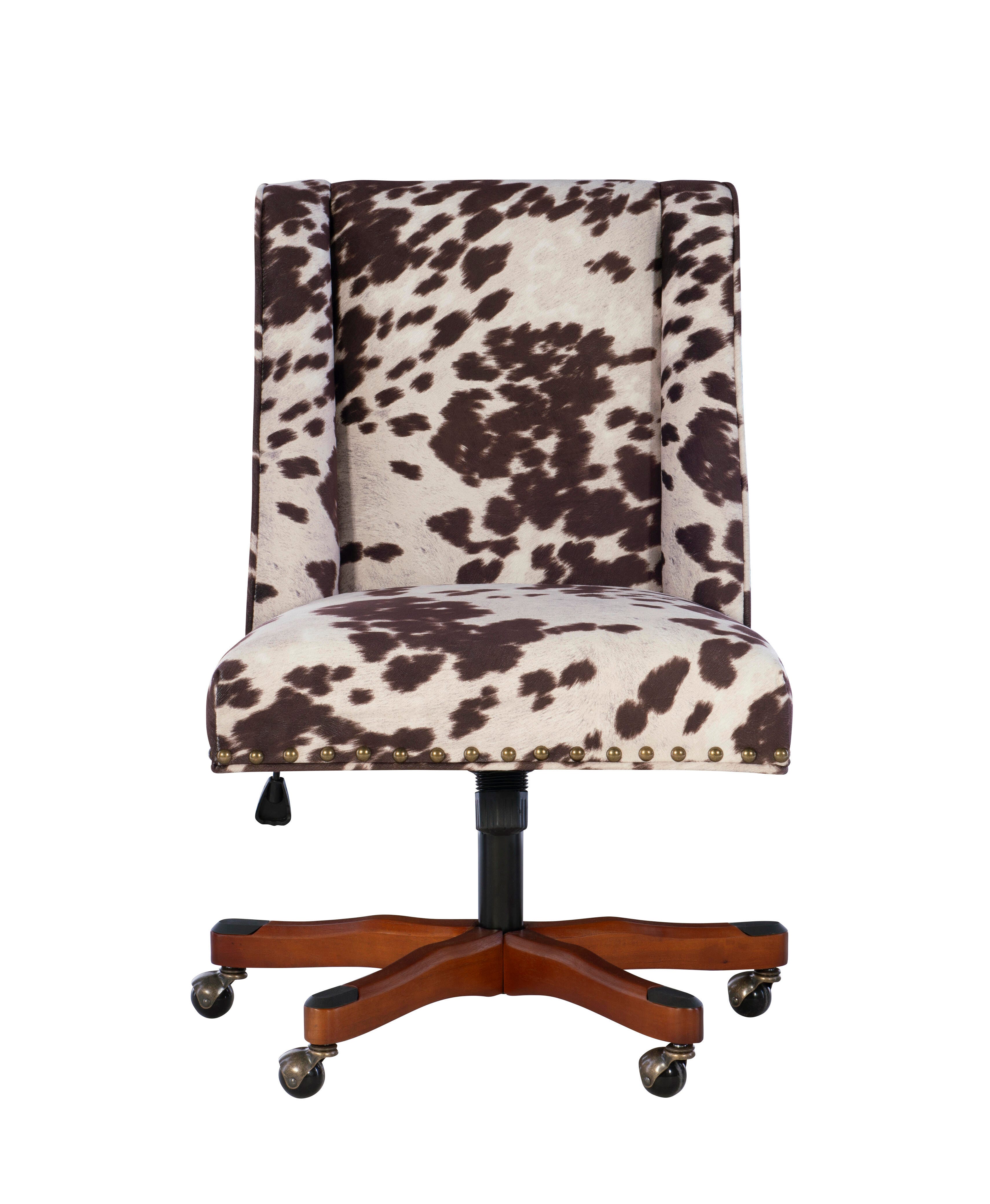 Linon Draper Office Chair, Brown/White, large