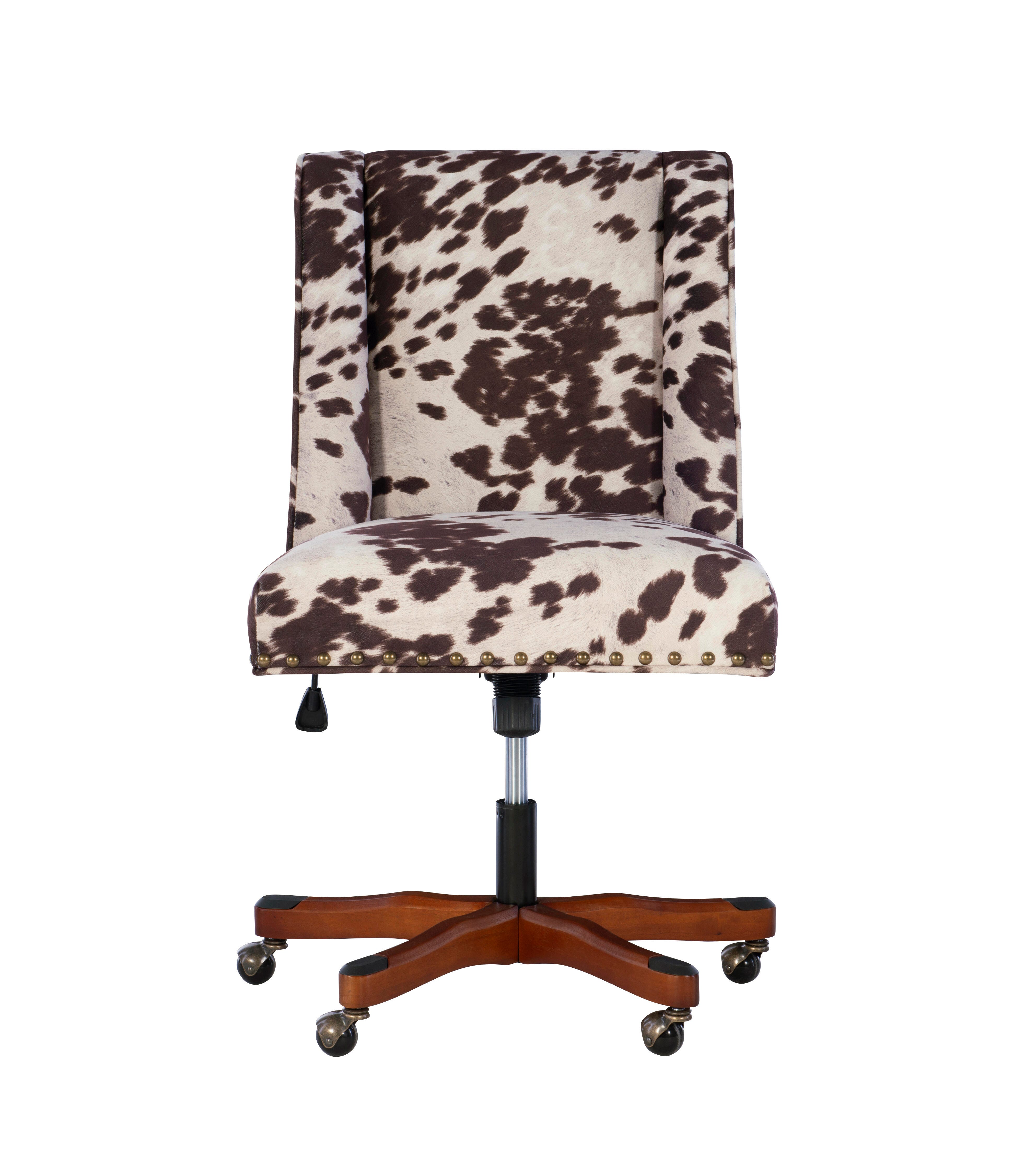 Linon Draper Office Chair, Brown/White, large