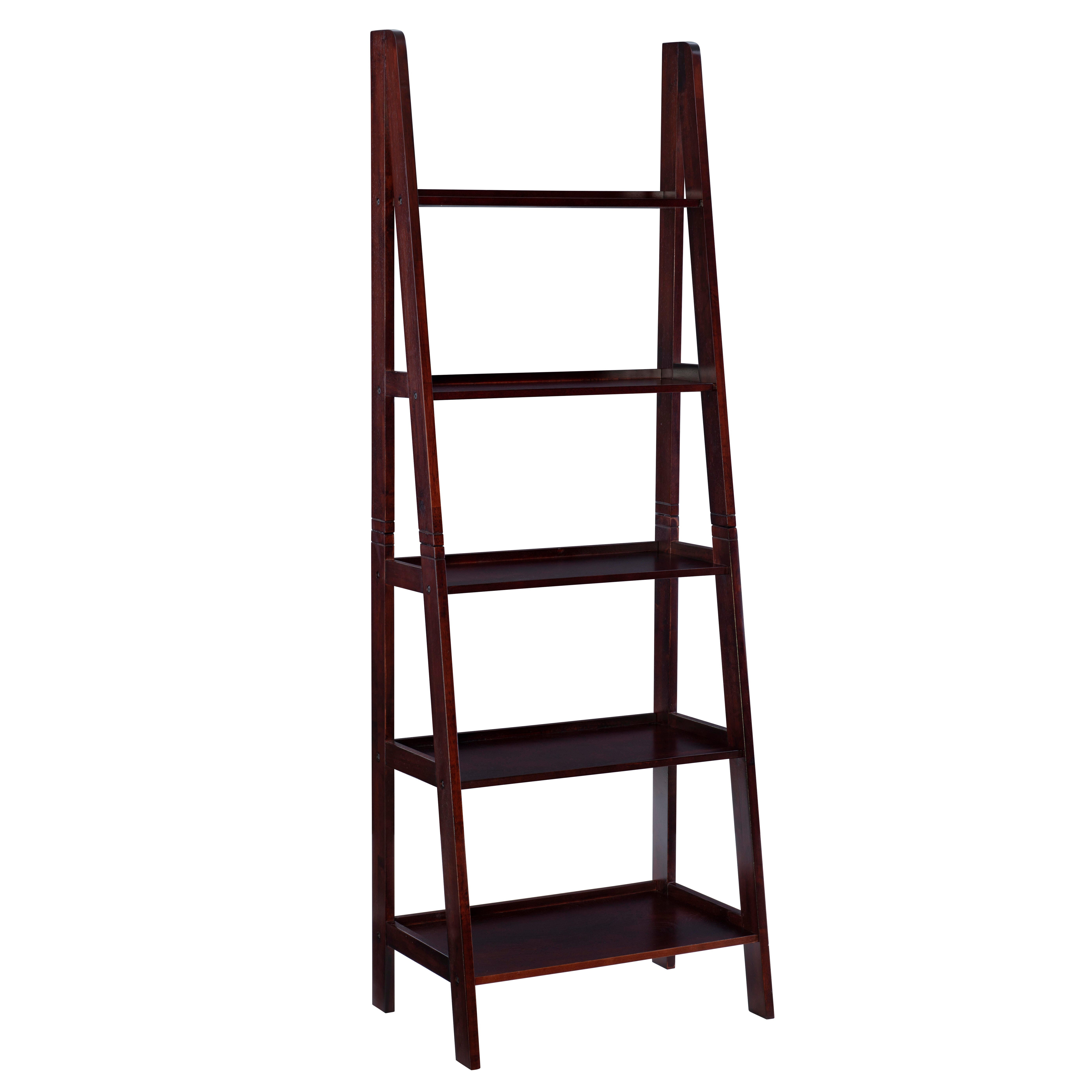 Linon Falan Ladder Bookshelf, Espresso, large