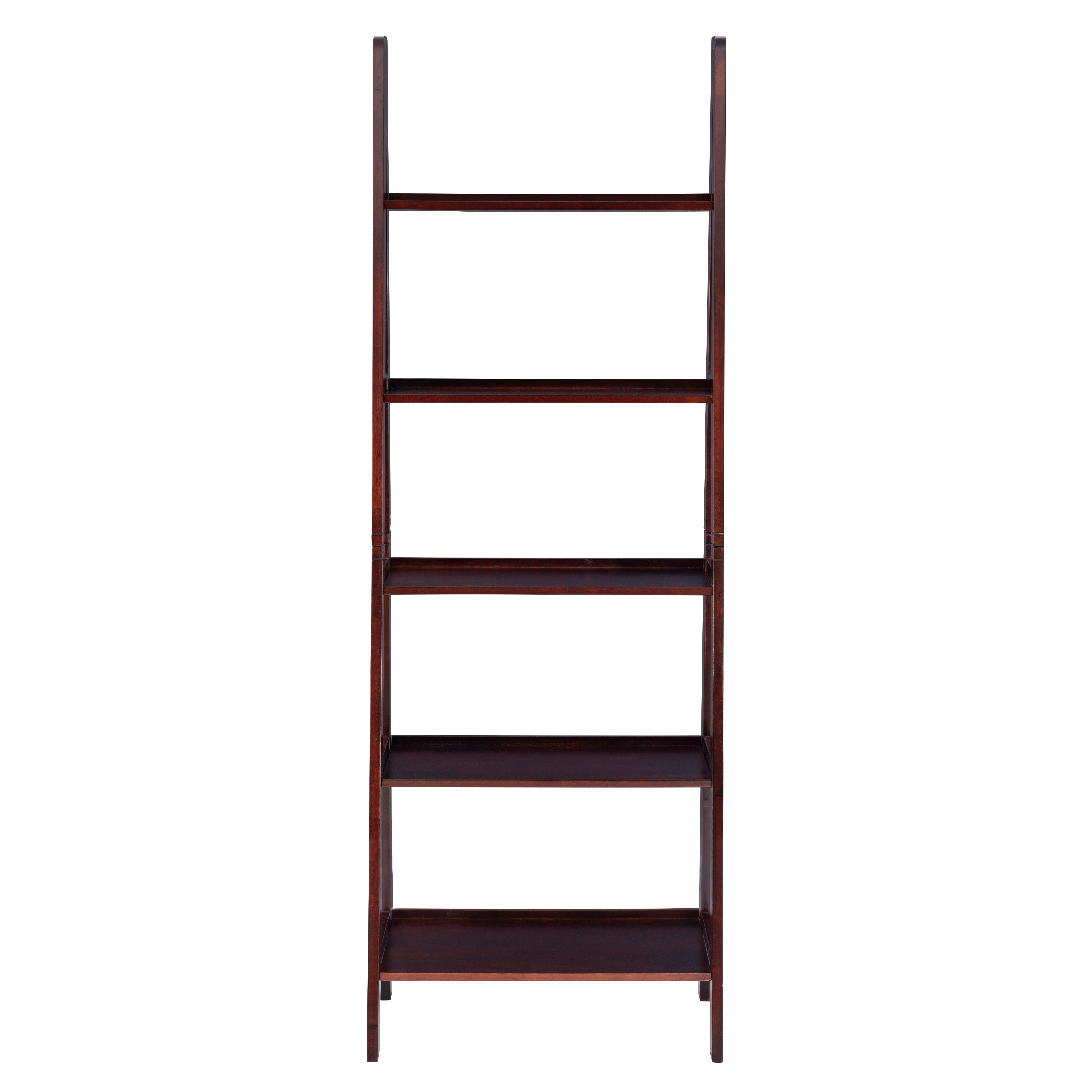 Linon Falan Ladder Bookshelf, Espresso, large