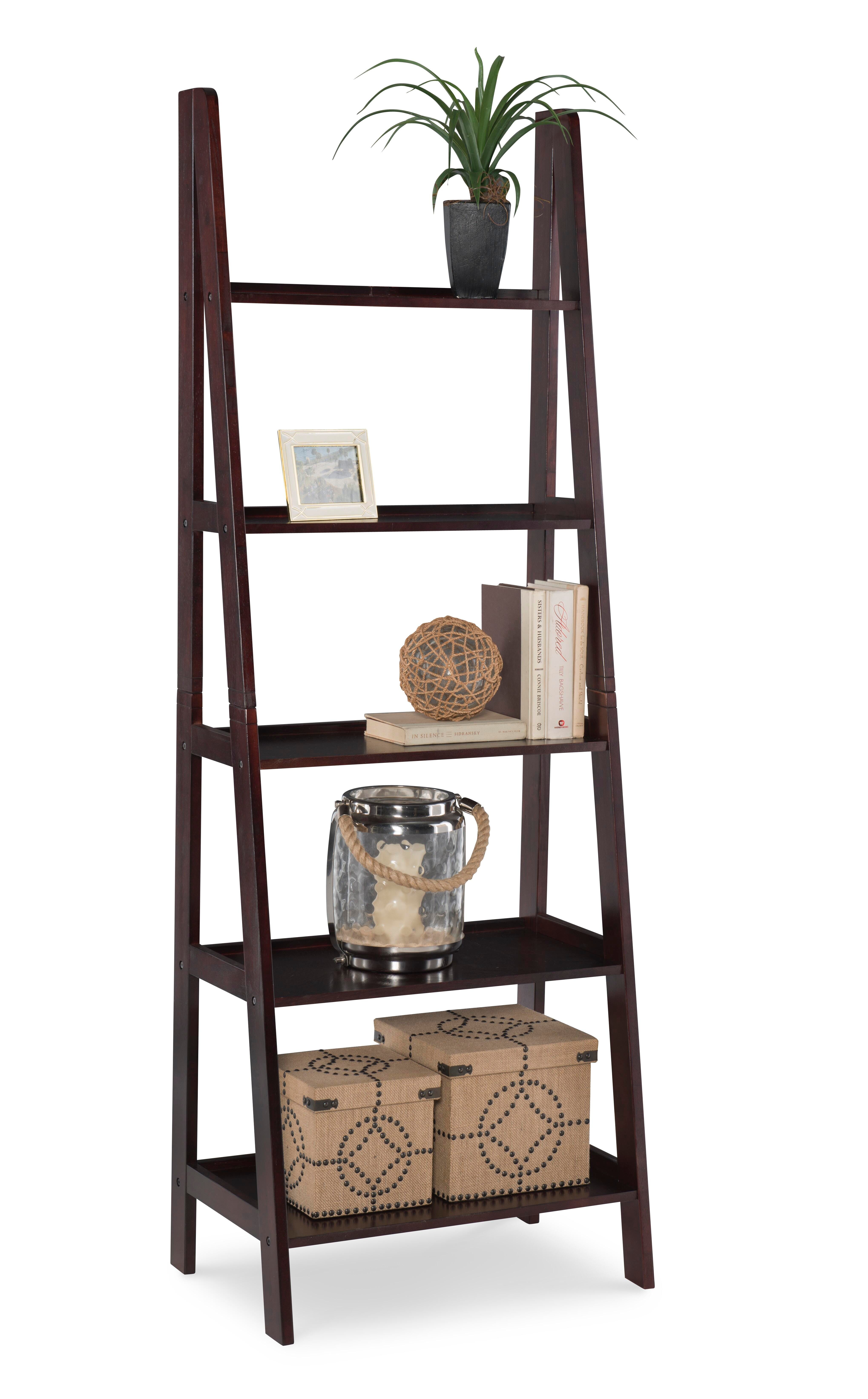 Linon Falan Ladder Bookshelf, Espresso, large