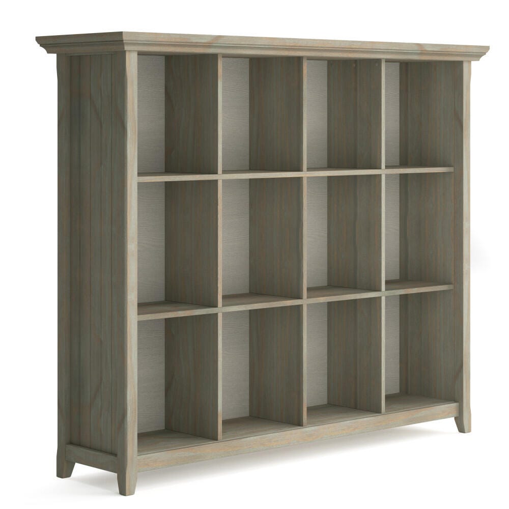 Simpli Home Acadian Rustic 12 Cube Storage, Gray, large