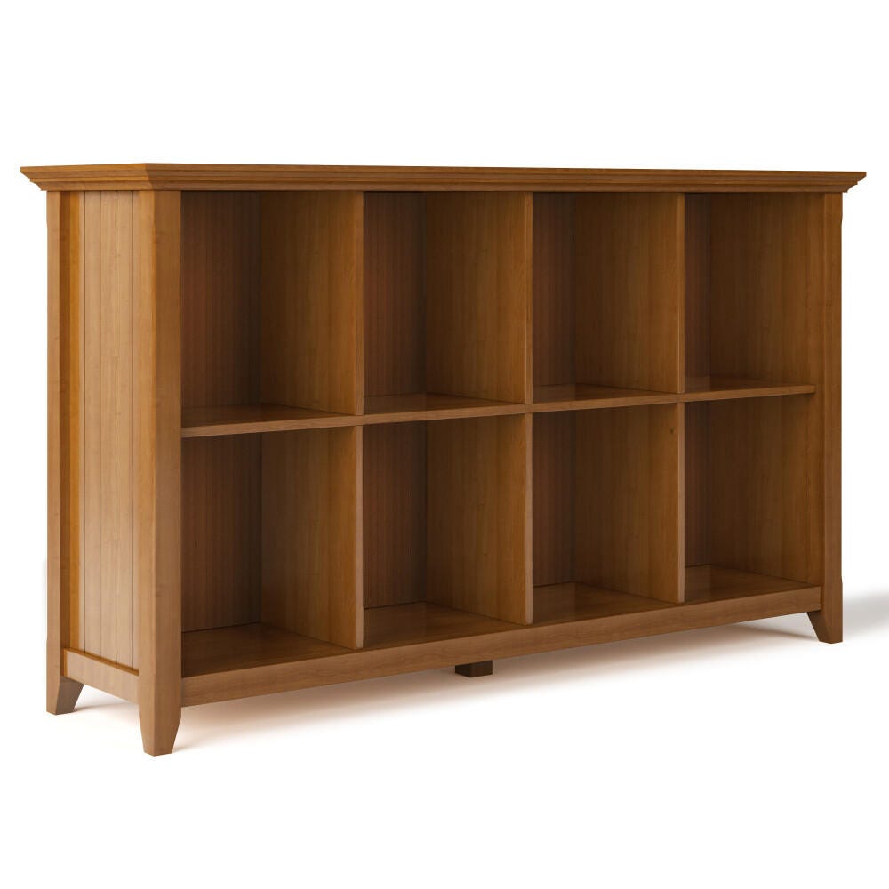 Simpli Home Acadian Rustic 8 Cube Storage Sofa Table, Brown, large