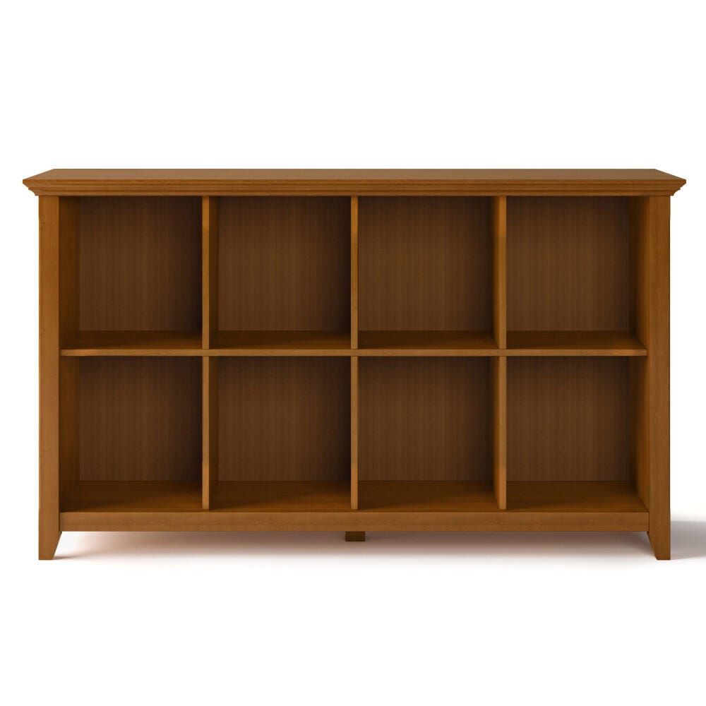 Simpli Home Acadian Rustic 8 Cube Storage Sofa Table, Brown, large