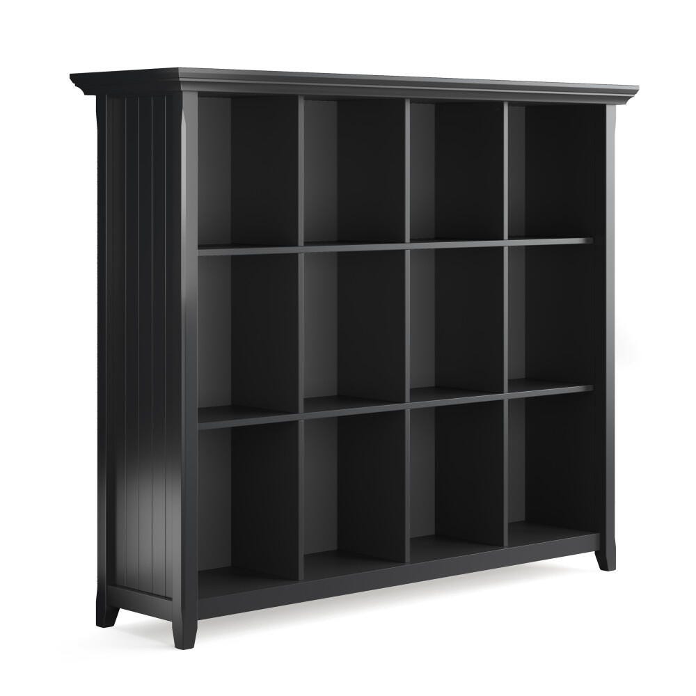 Simpli Home Acadian Rustic 12 Cube Storage, Black, large