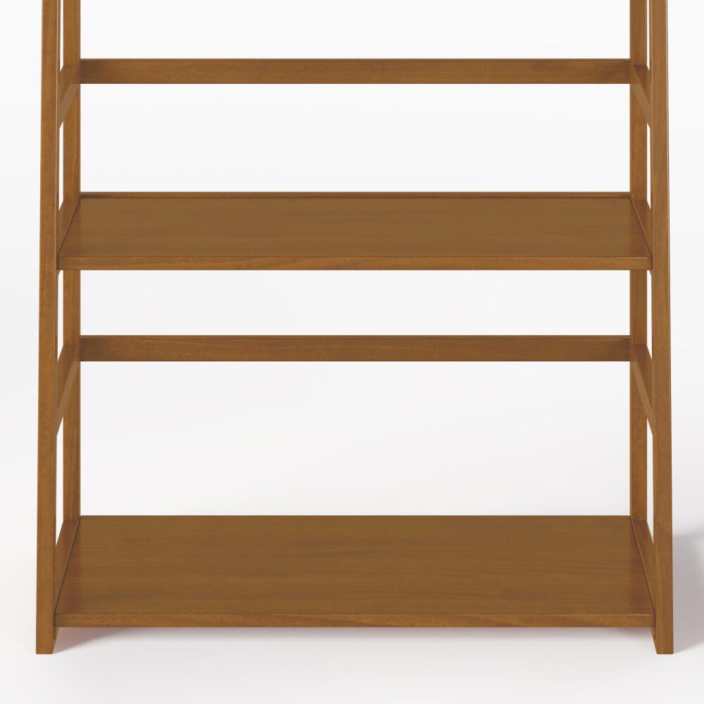 Simpli Home Acadian Ladder Shelf Bookcase, Light Golden Brown, large