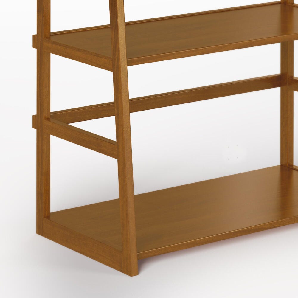 Simpli Home Acadian Ladder Shelf Bookcase, Light Golden Brown, large