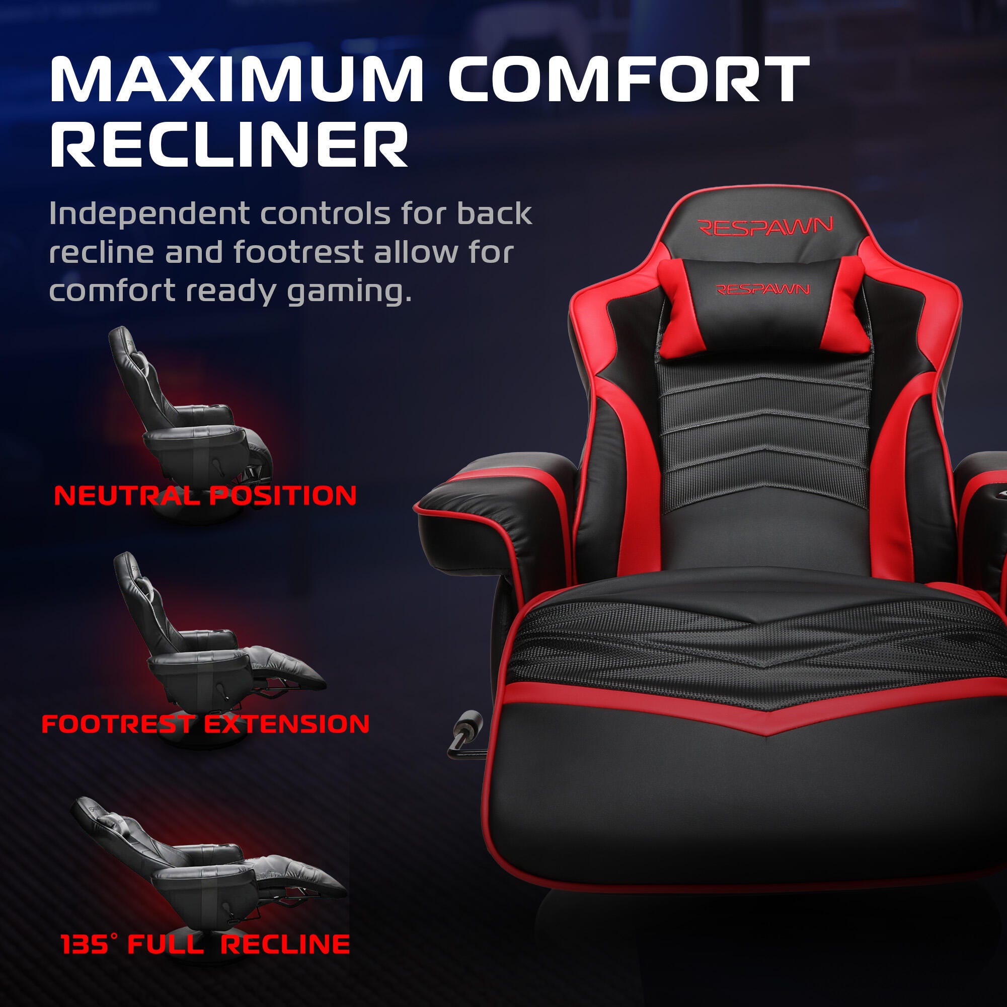 RESPAWN 900 Gaming Recliner, Red, large