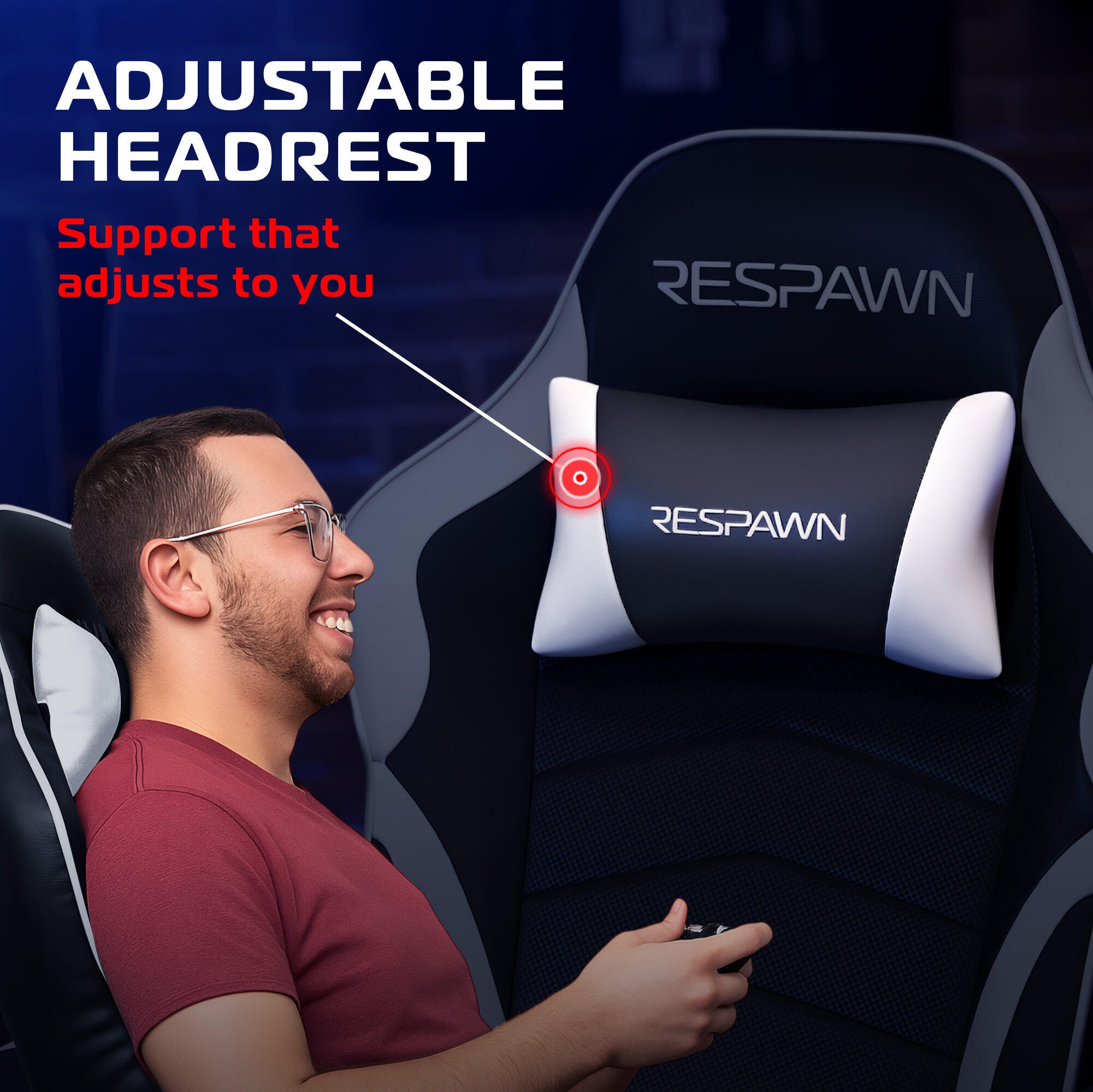 RESPAWN 900 Gaming Recliner, White, large