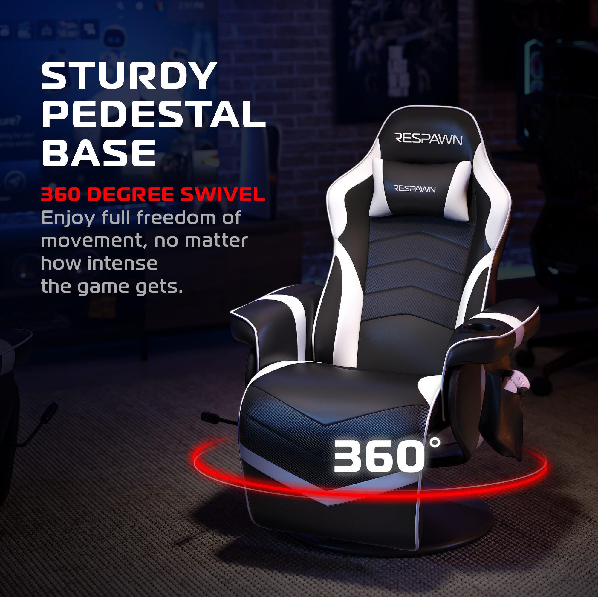RESPAWN 900 Gaming Recliner, White, large