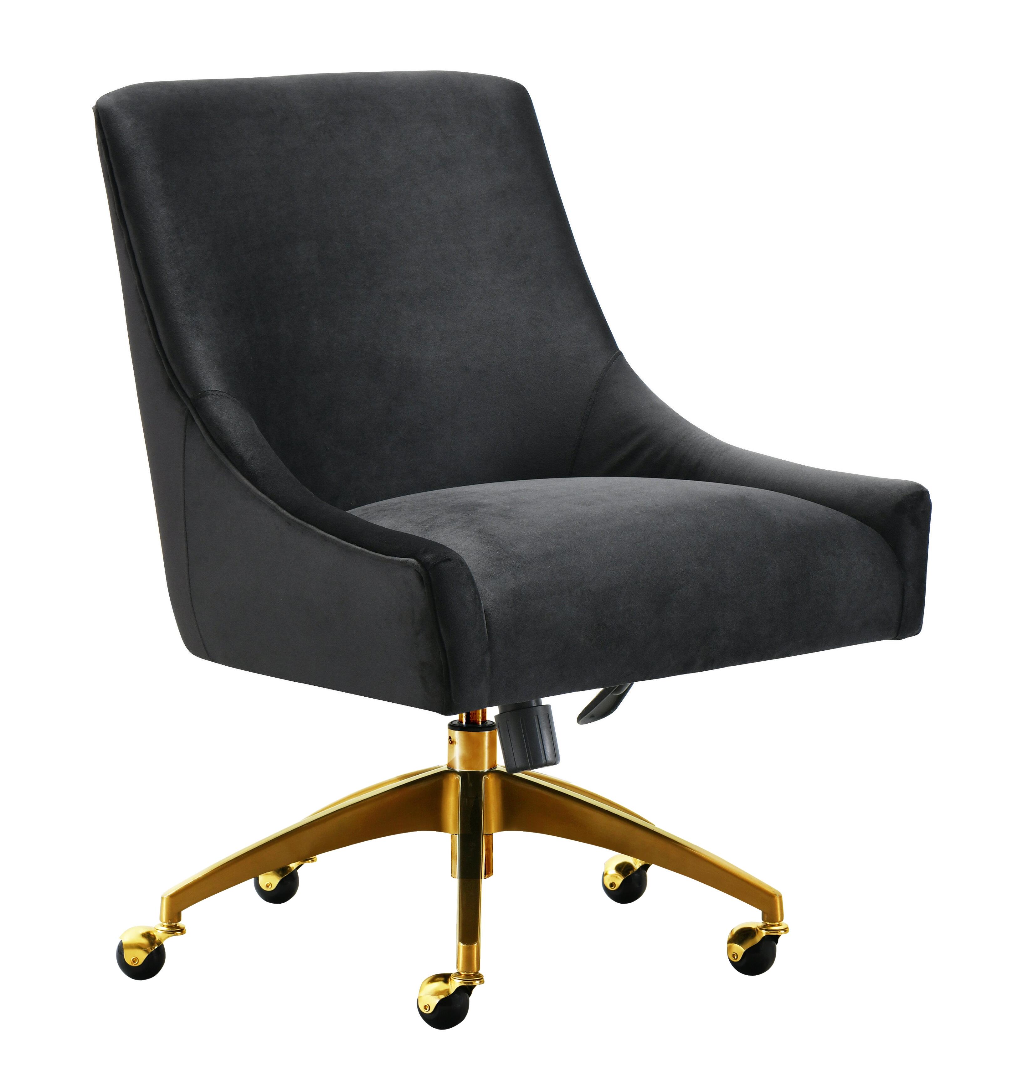 TOV Furniture Office Swivel Chair, Black/Gray, large