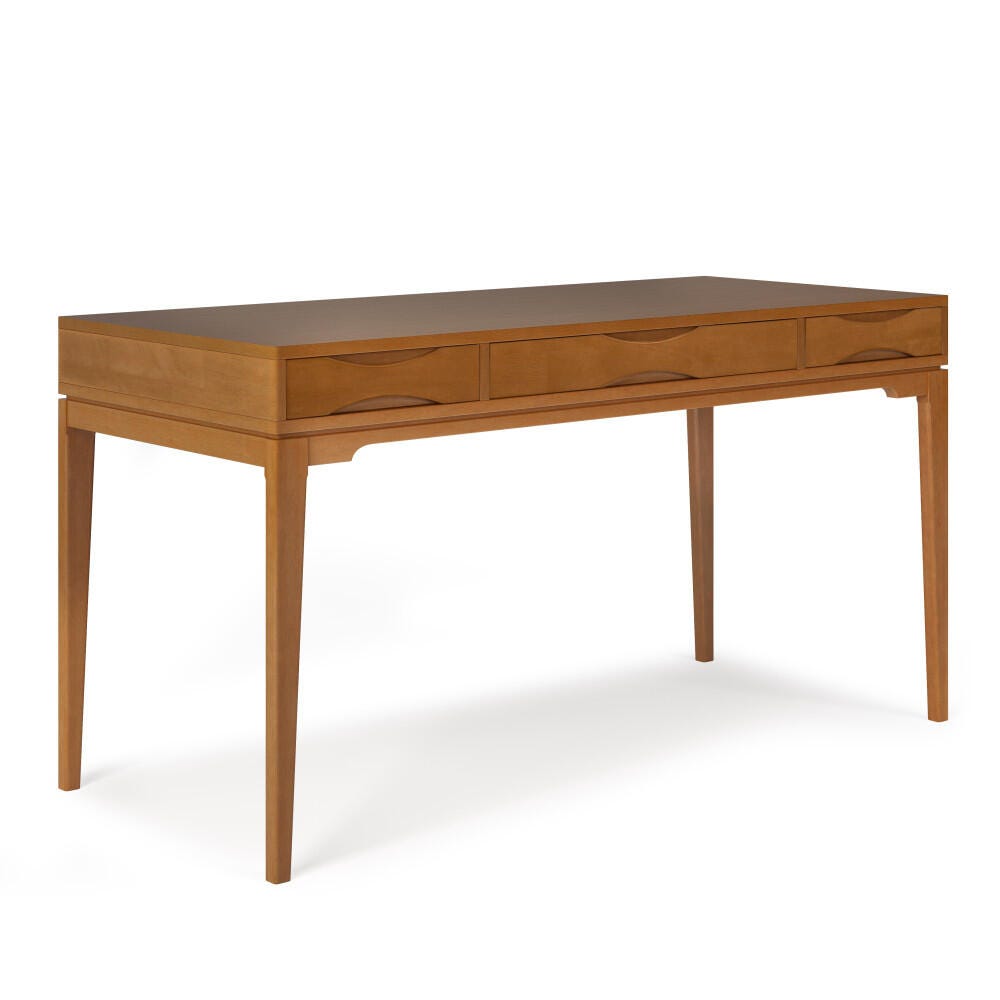 Harper SOLID HARDWOOD Mid Century Modern 60 inch Wide Desk in Light Golden Brown