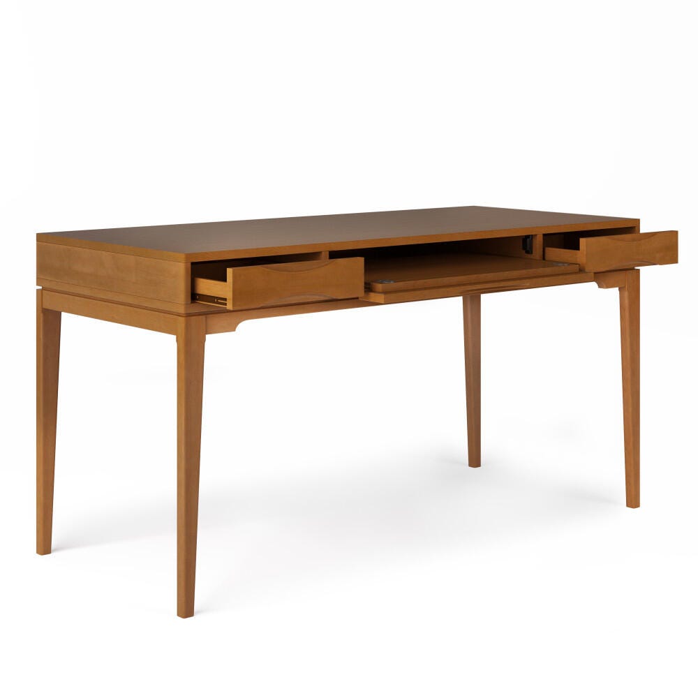 Harper Solid Hardwood 60" Desk, Brown, large