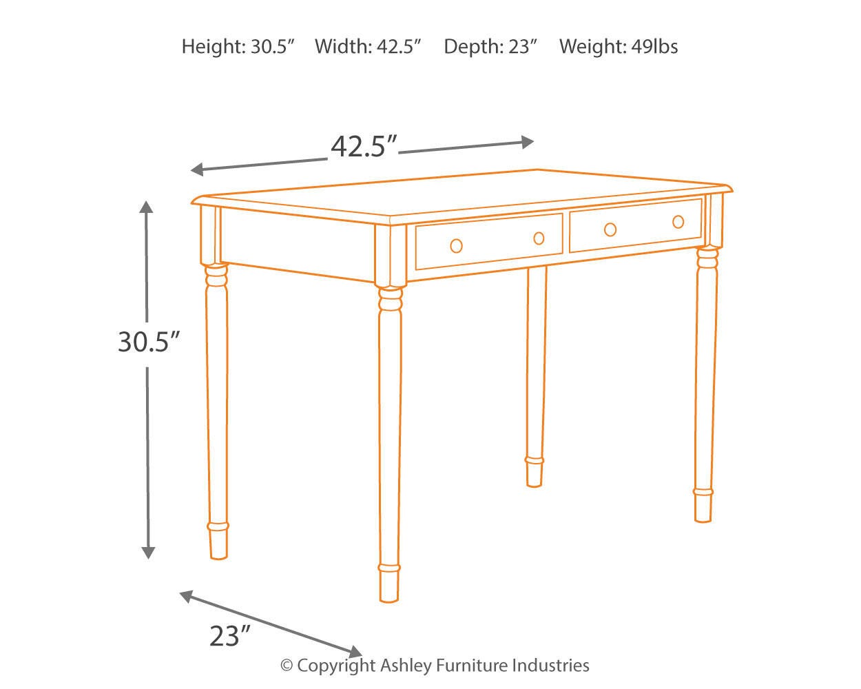 Penny 2-Drawer Writing Desk, , large