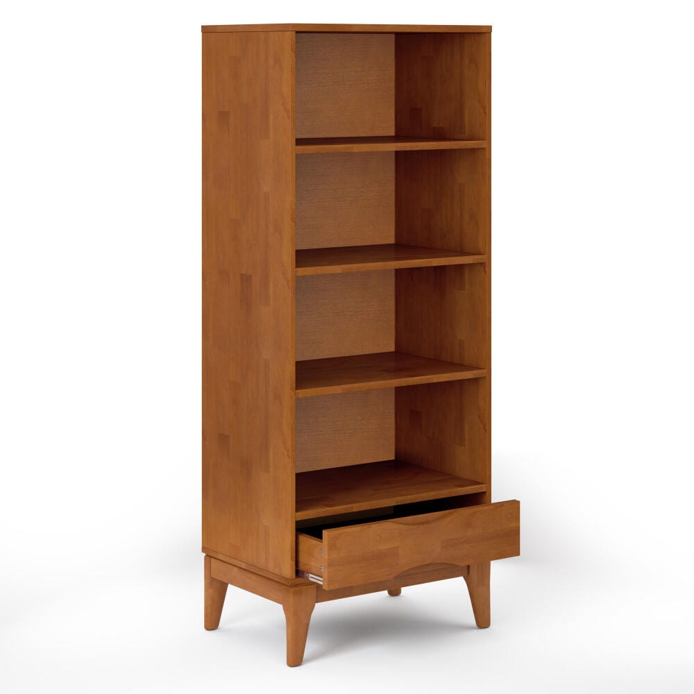 Harper Mid Century Modern Bookcase with Storage, Light Brown, large