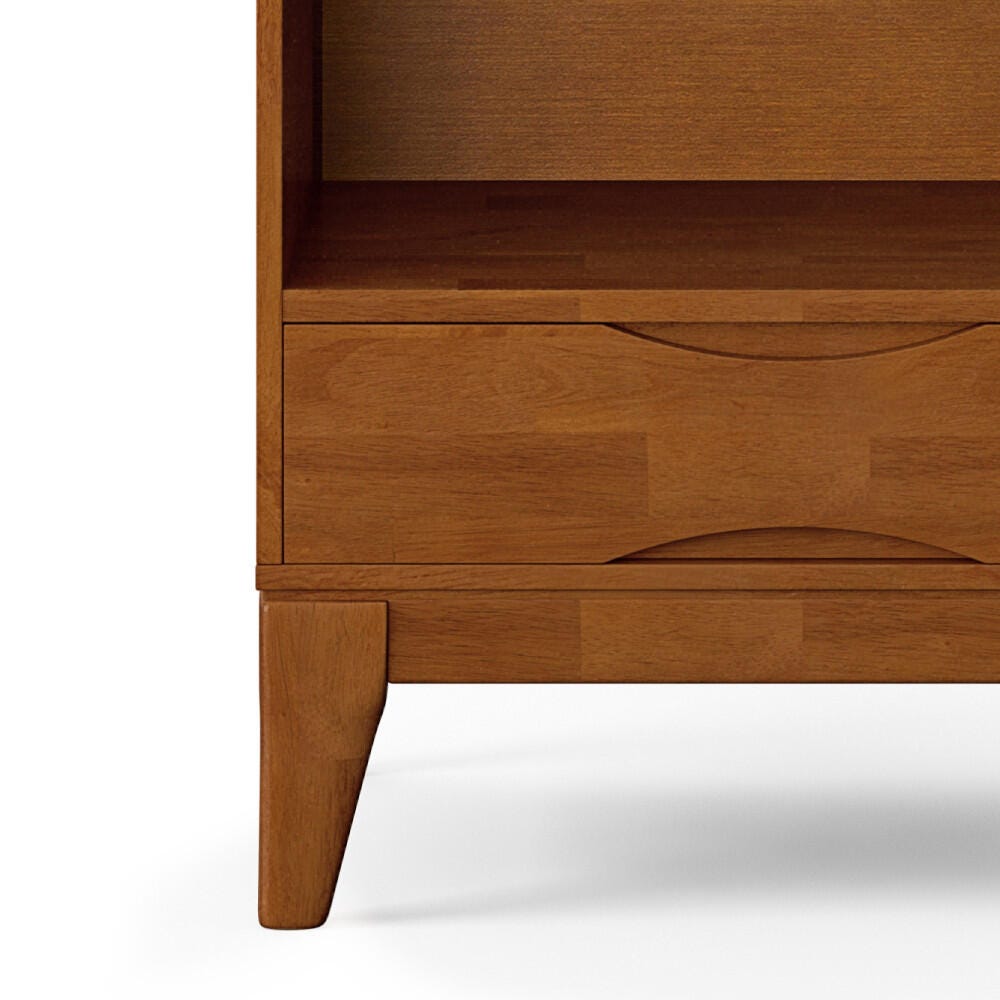 Harper Mid Century Modern Bookcase with Storage, Light Brown, large