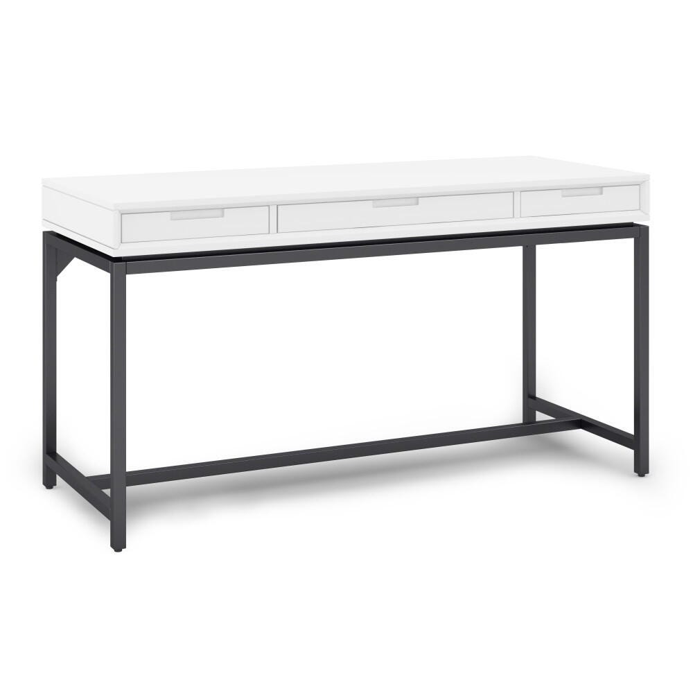 Banting Solid Wood Modern Industrial 60" Desk, White, large