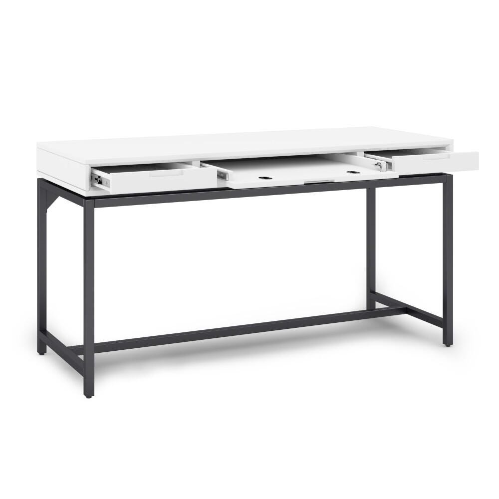 Banting Solid Wood Modern Industrial 60" Desk, White, large