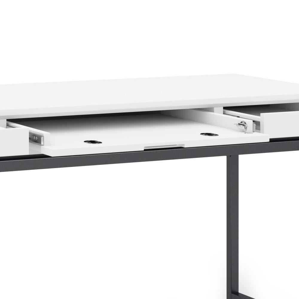 Banting Solid Wood Modern Industrial 60" Desk, White, large