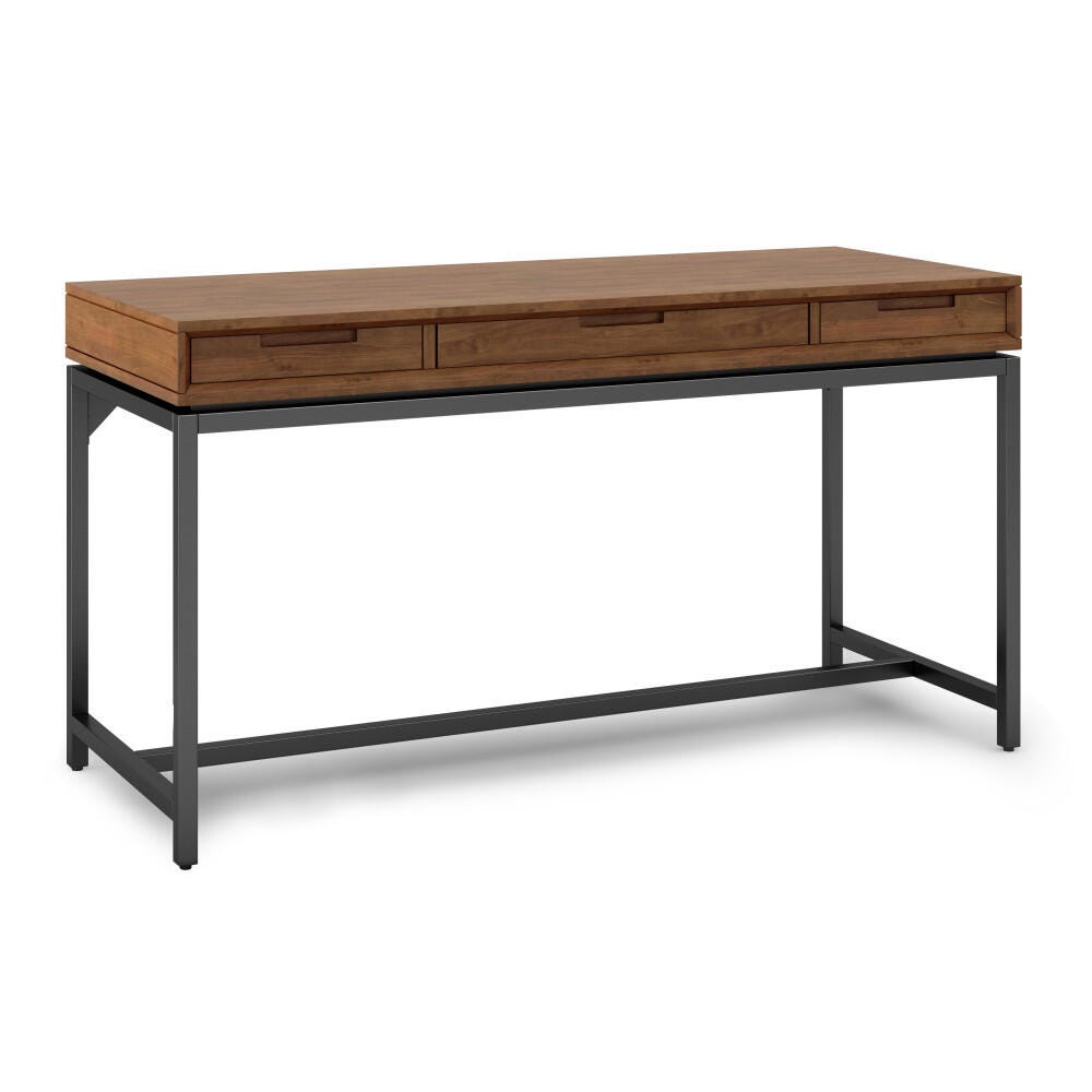 Banting Solid Wood Modern Industrial 60" Desk, Brown, large