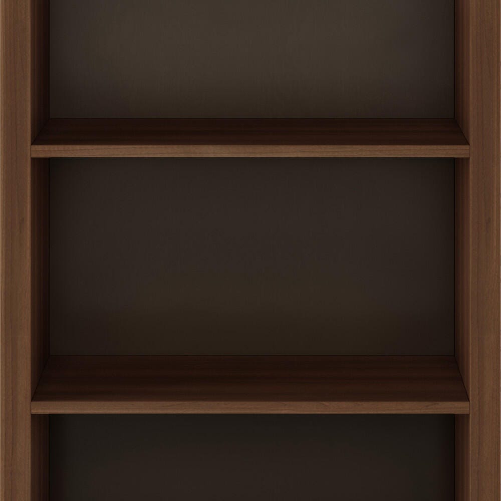 Amherst Solid Wood 70" Transitional 5 Shelf Bookcase, Russet Brown, large