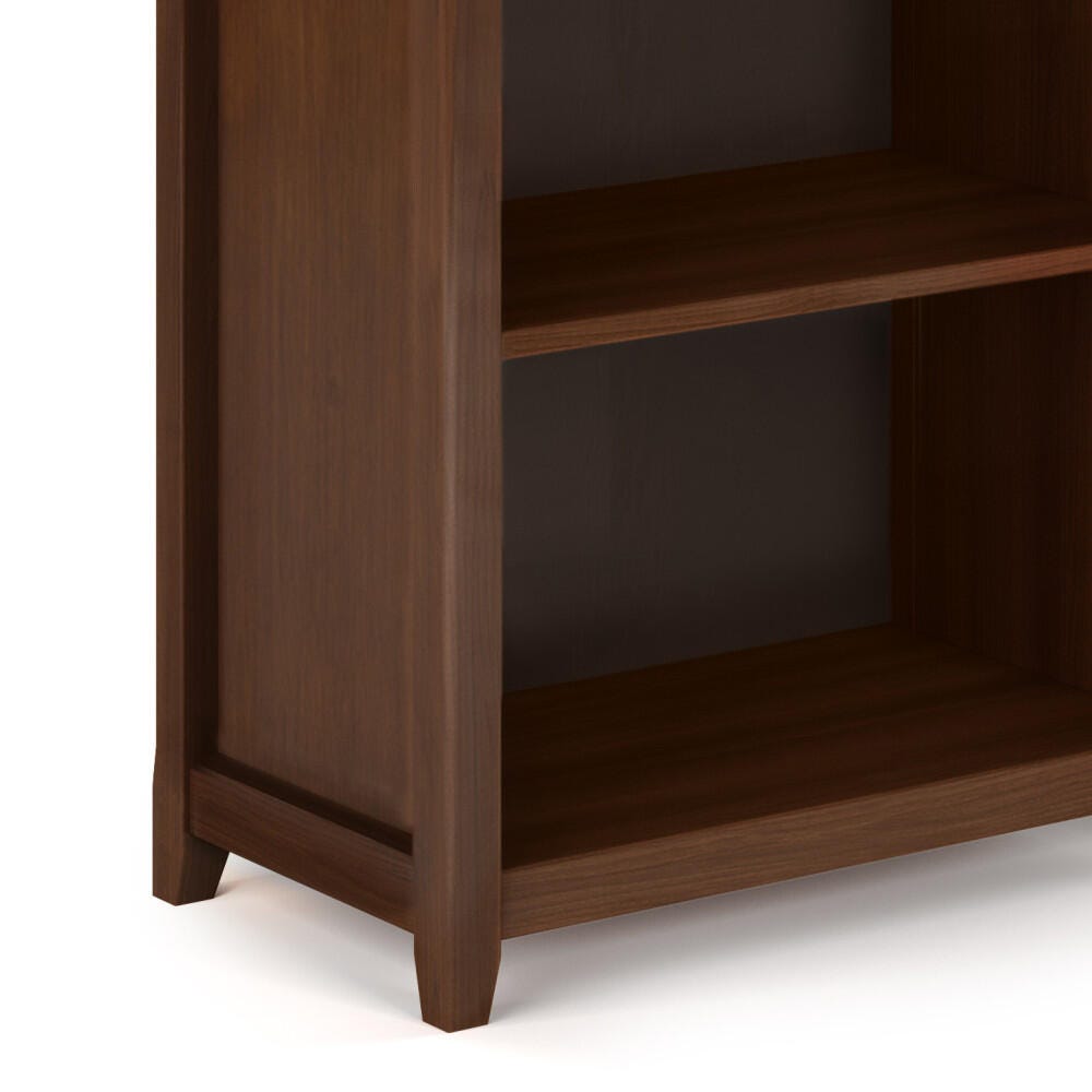 Amherst Solid Wood 70" Transitional 5 Shelf Bookcase, Russet Brown, large