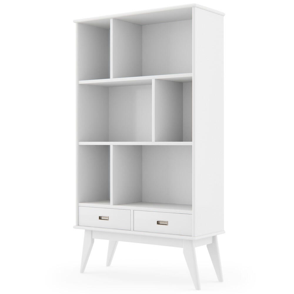 Draper 64" Wide Bookcase and Storage Unit, White, large