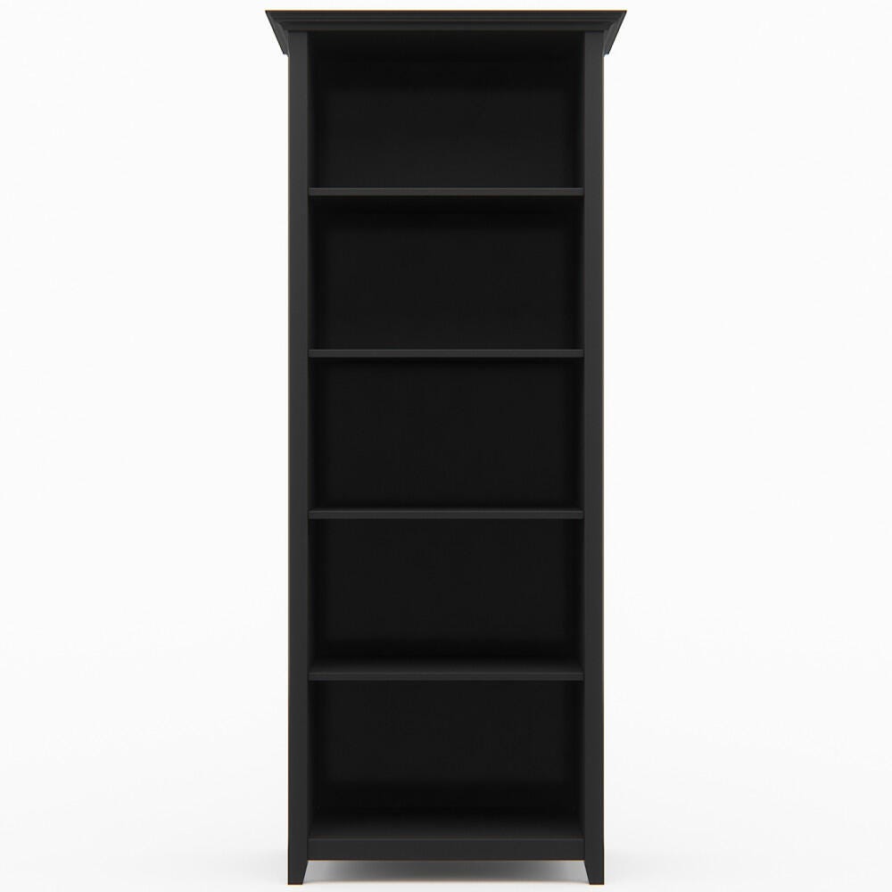 Amherst 70" Transitional 5 Shelf Bookcase, Black, large