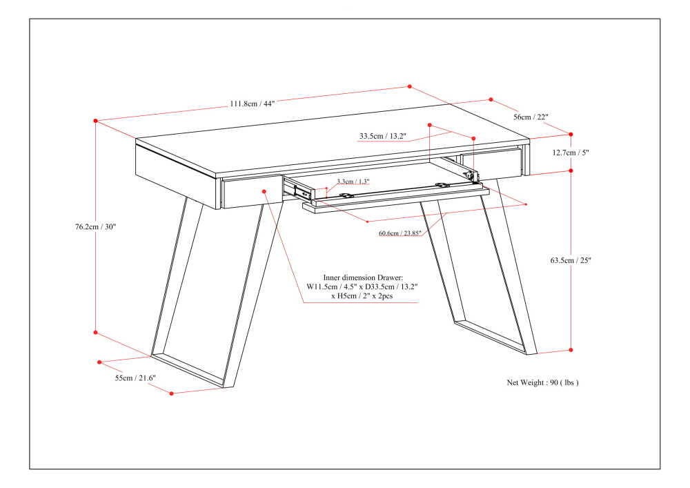 Lowry Industrial 44" Wide Small Desk, , large