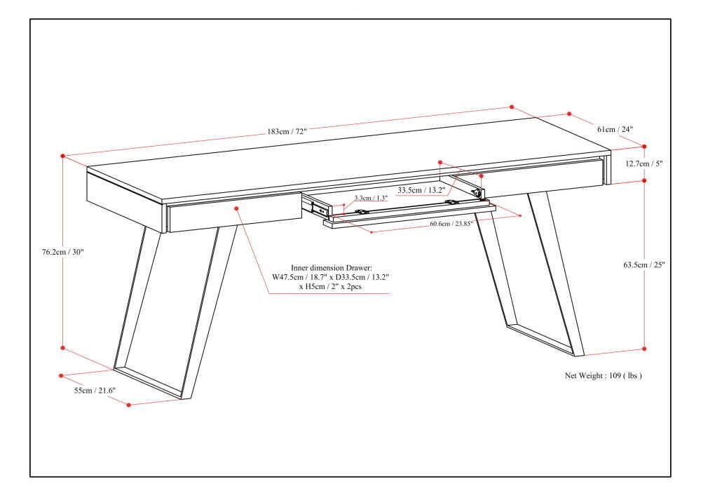 Lowry Industrial 72" Wide Desk, , large