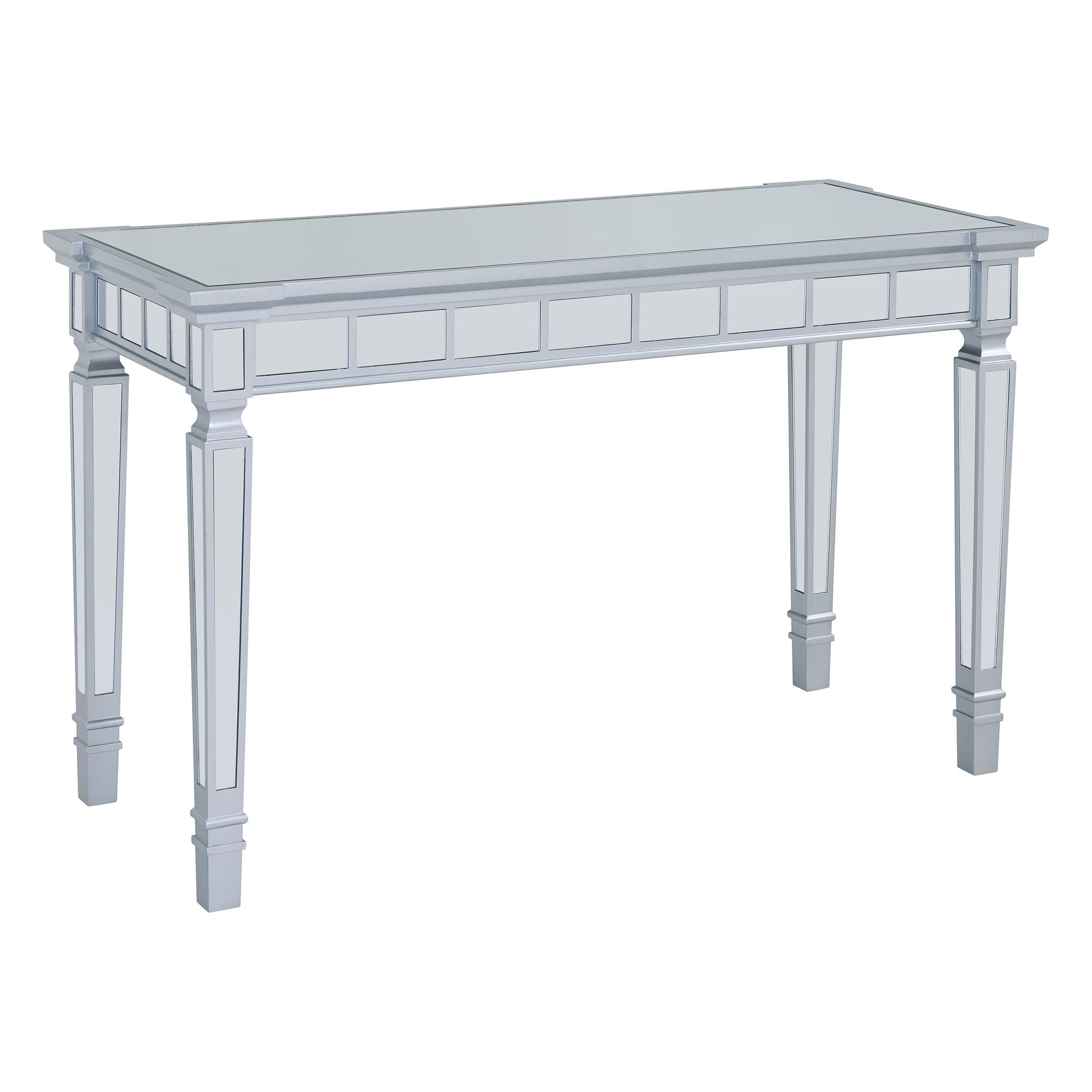Wellax Glam Mirrored Writing Desk with Drawers, , large