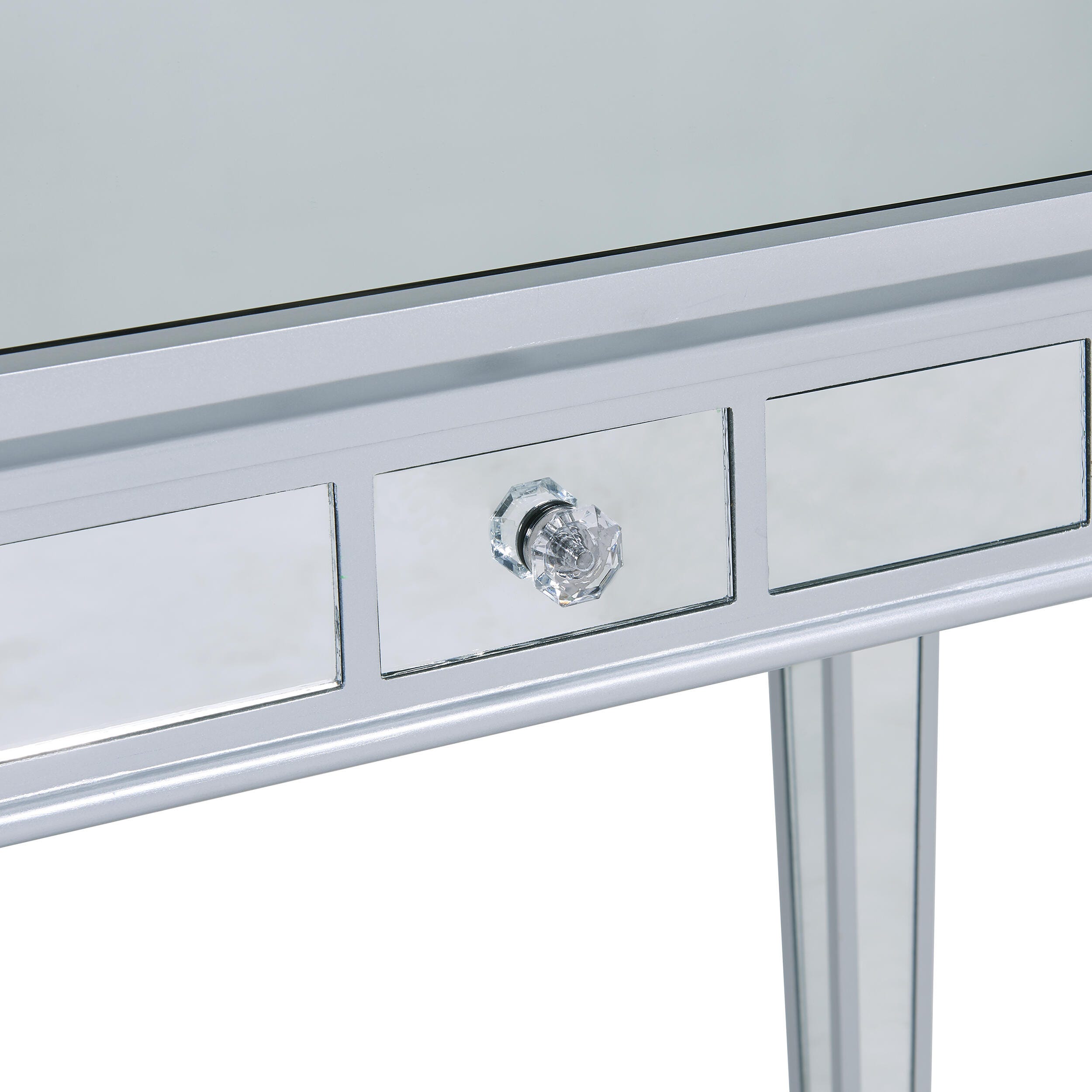 Wellax Glam Mirrored Writing Desk with Drawers, , large