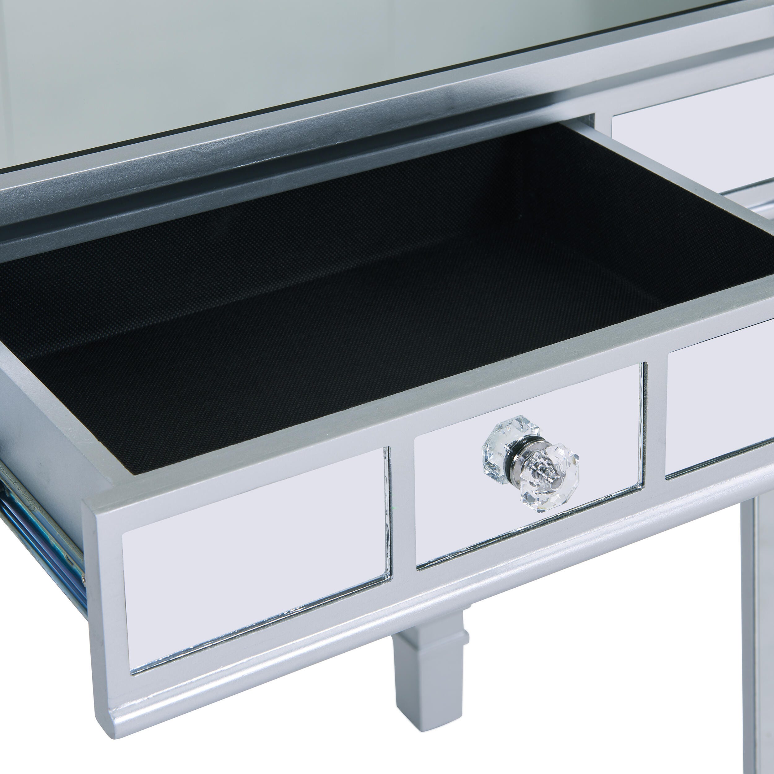 Wellax Glam Mirrored Writing Desk with Drawers, , large