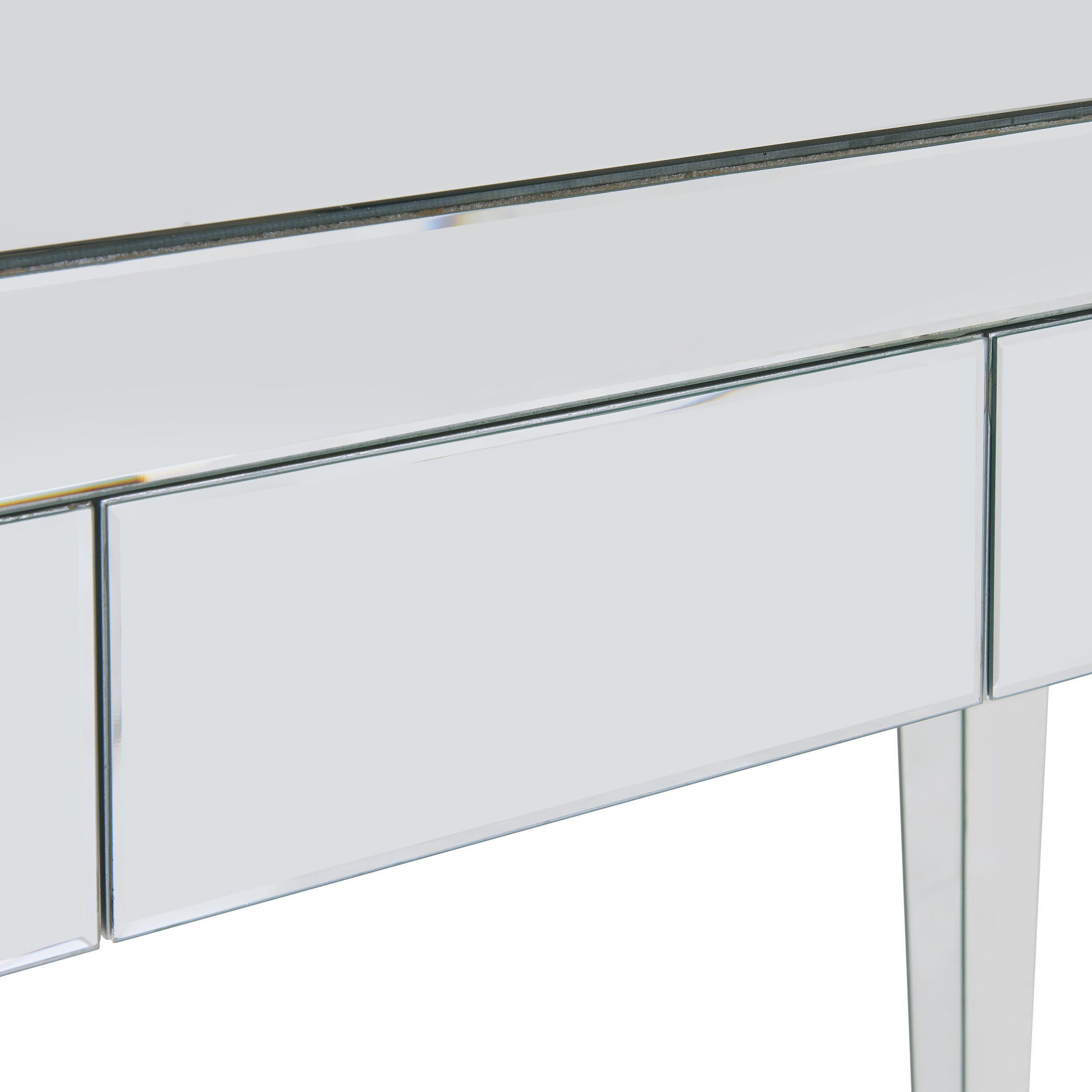 Wellax Glam Mirrored Writing Desk with Drawers, , large