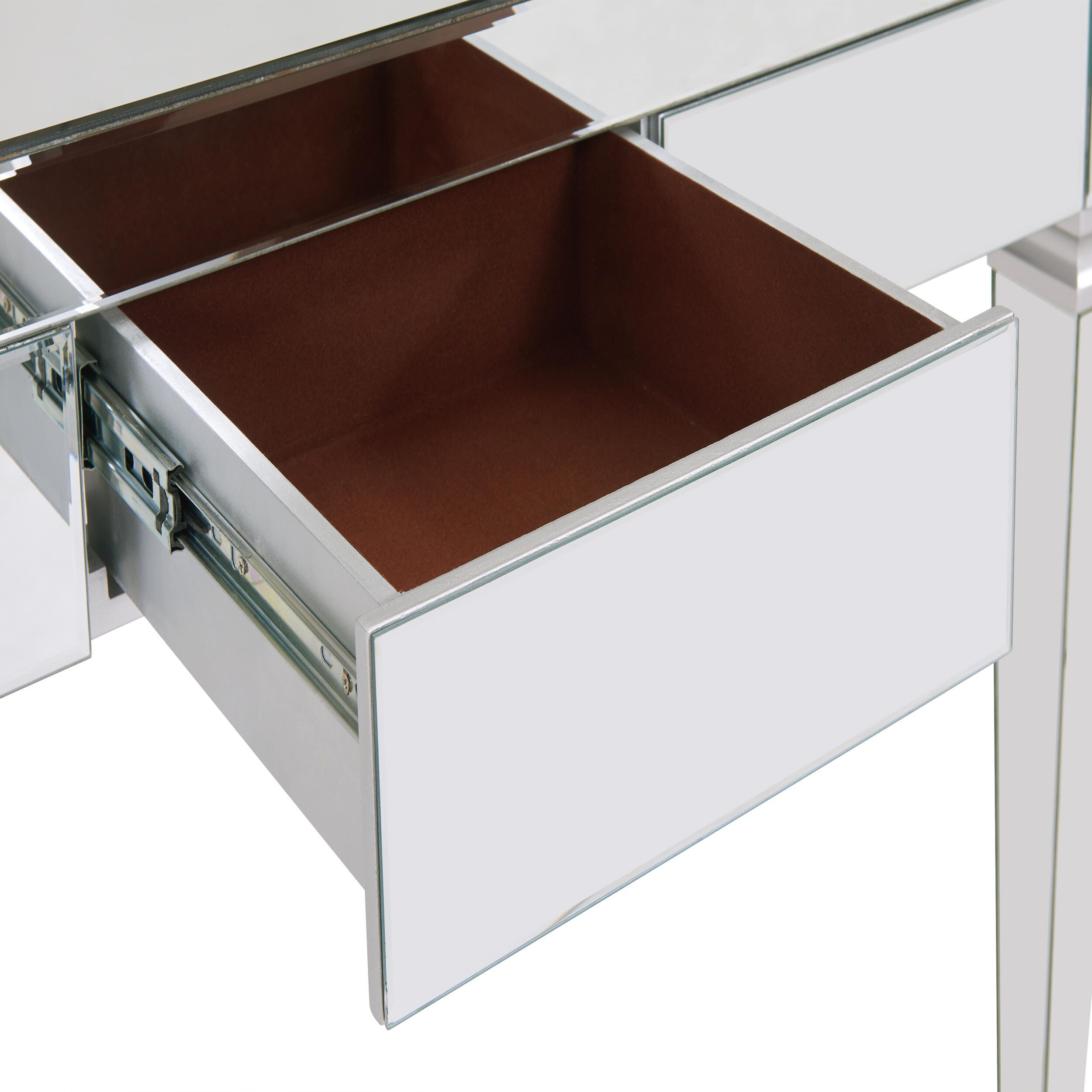 Wellax Glam Mirrored Writing Desk with Drawers, , large