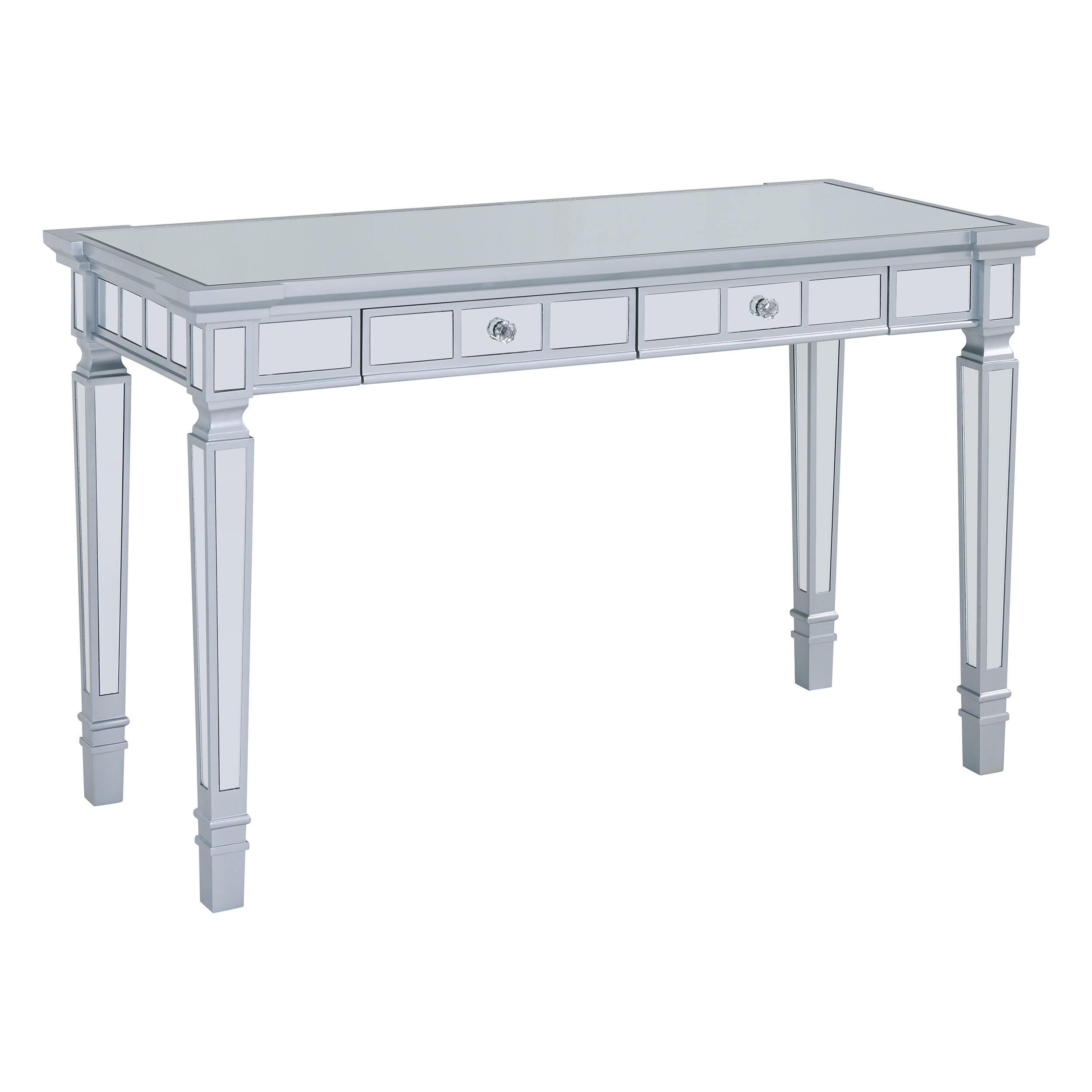 Wellax Glam Mirrored Writing Desk with Drawers, , large