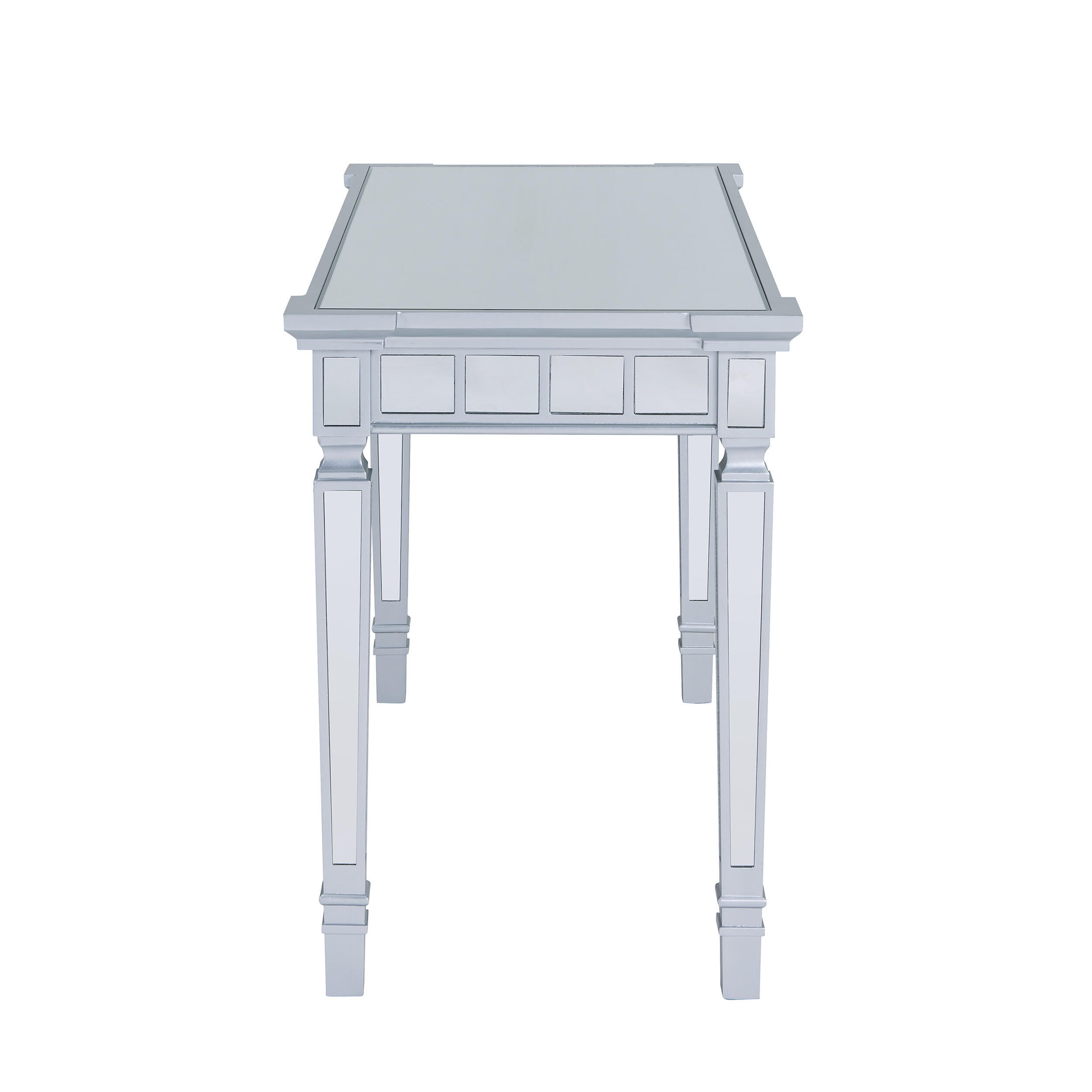 Wellax Glam Mirrored Writing Desk with Drawers, , large