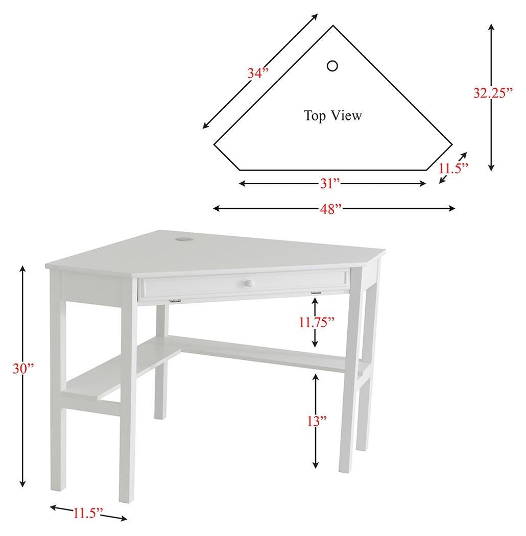 Meg Corner Computer Desk, White, large