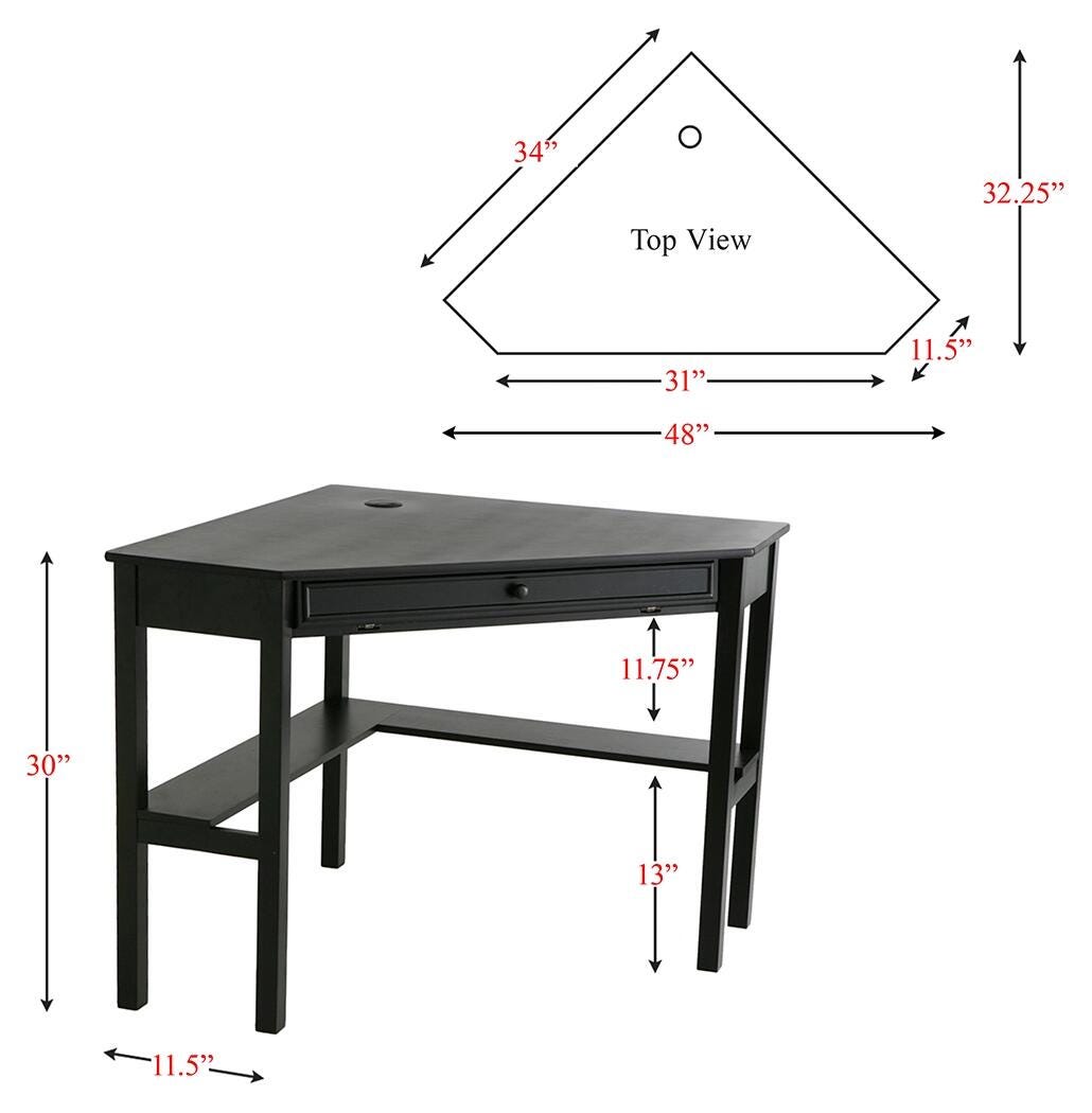 Corner Computer Desk, Black, large