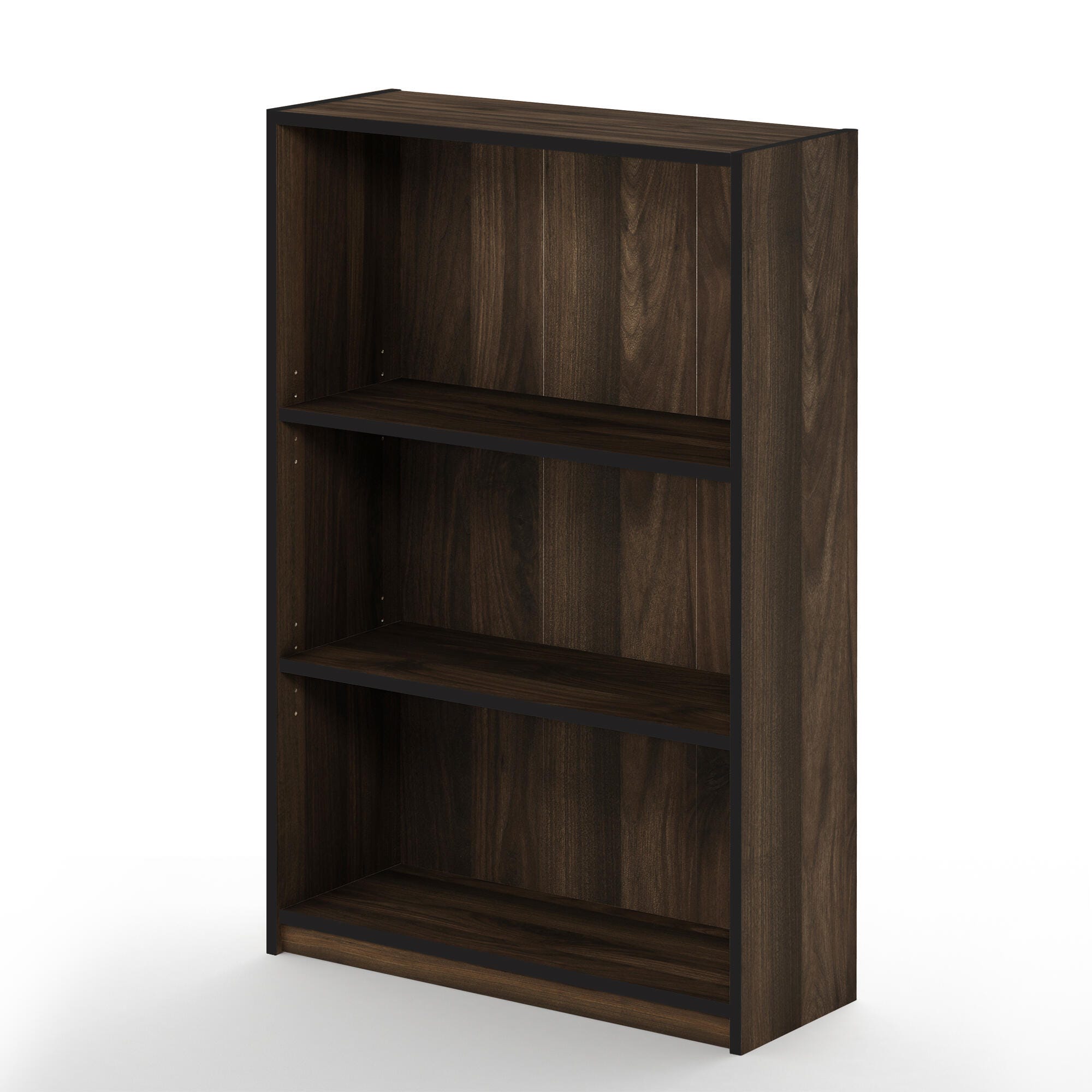 Furinno JAYA Simple Home 3-Tier Adjustable Shelf Bookcase, Columbia Walnut, large