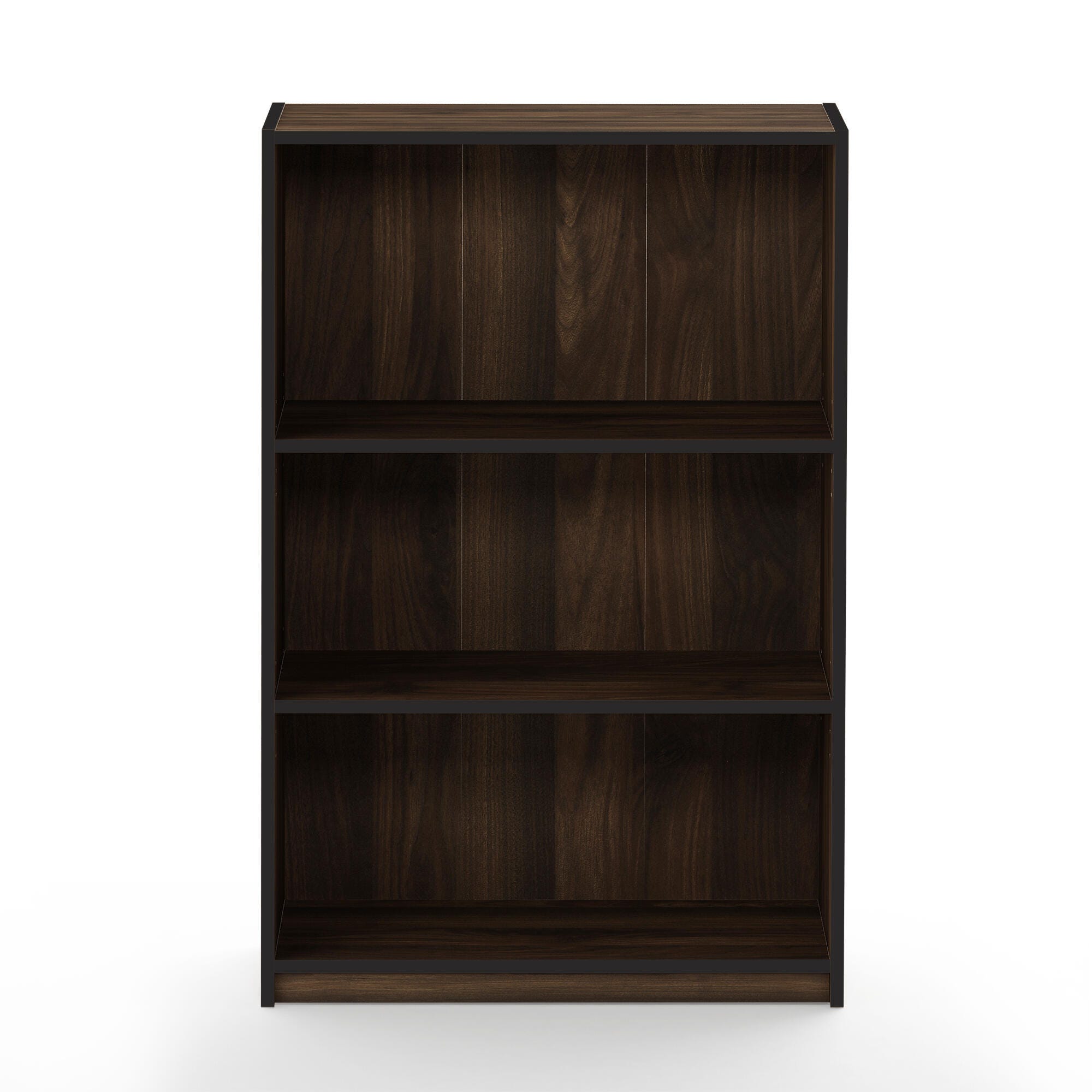 Furinno JAYA Simple Home 3-Tier Adjustable Shelf Bookcase, Columbia Walnut, large