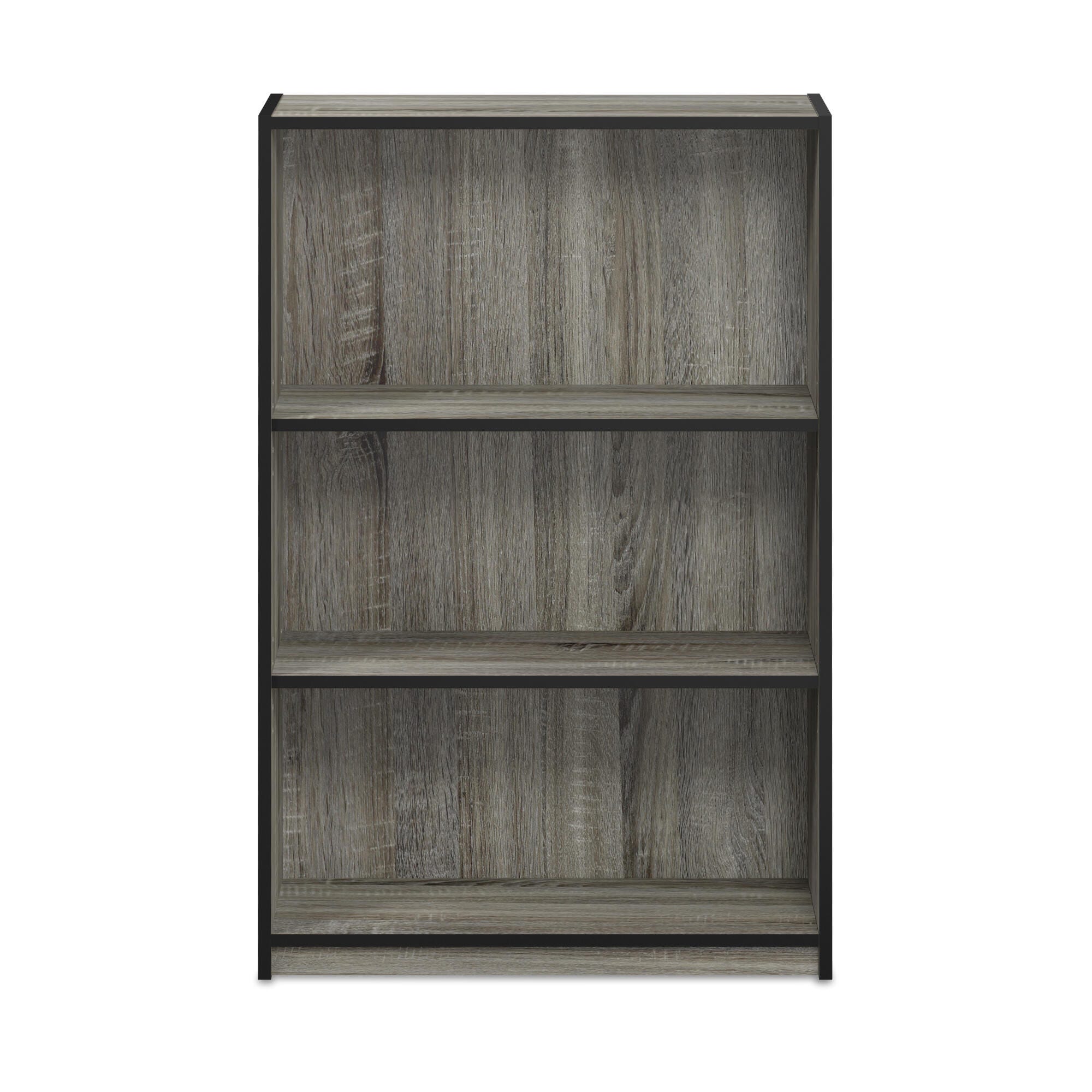Furinno JAYA Simple Home 3-Tier Adjustable Shelf Bookcase, French Oak Gray, large