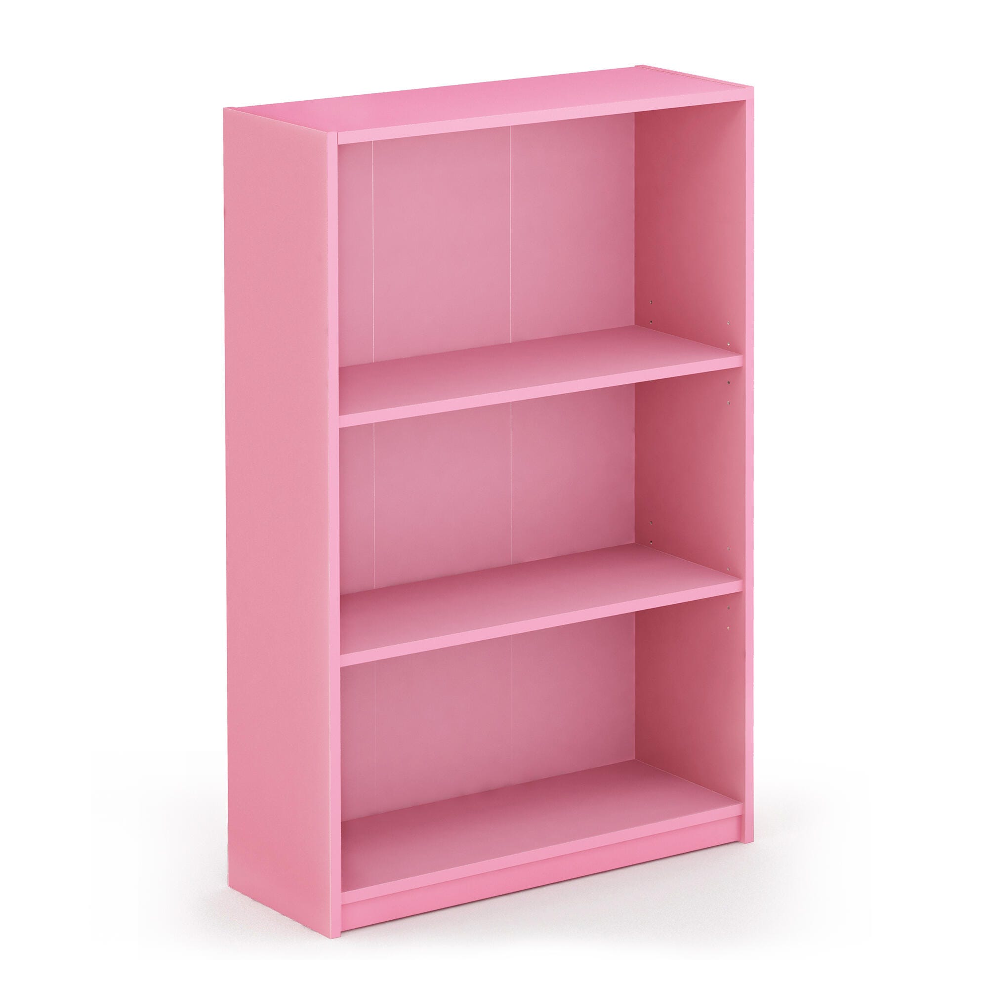 Furinno JAYA Simple Home 3-Tier Adjustable Shelf Bookcase, Pink, large