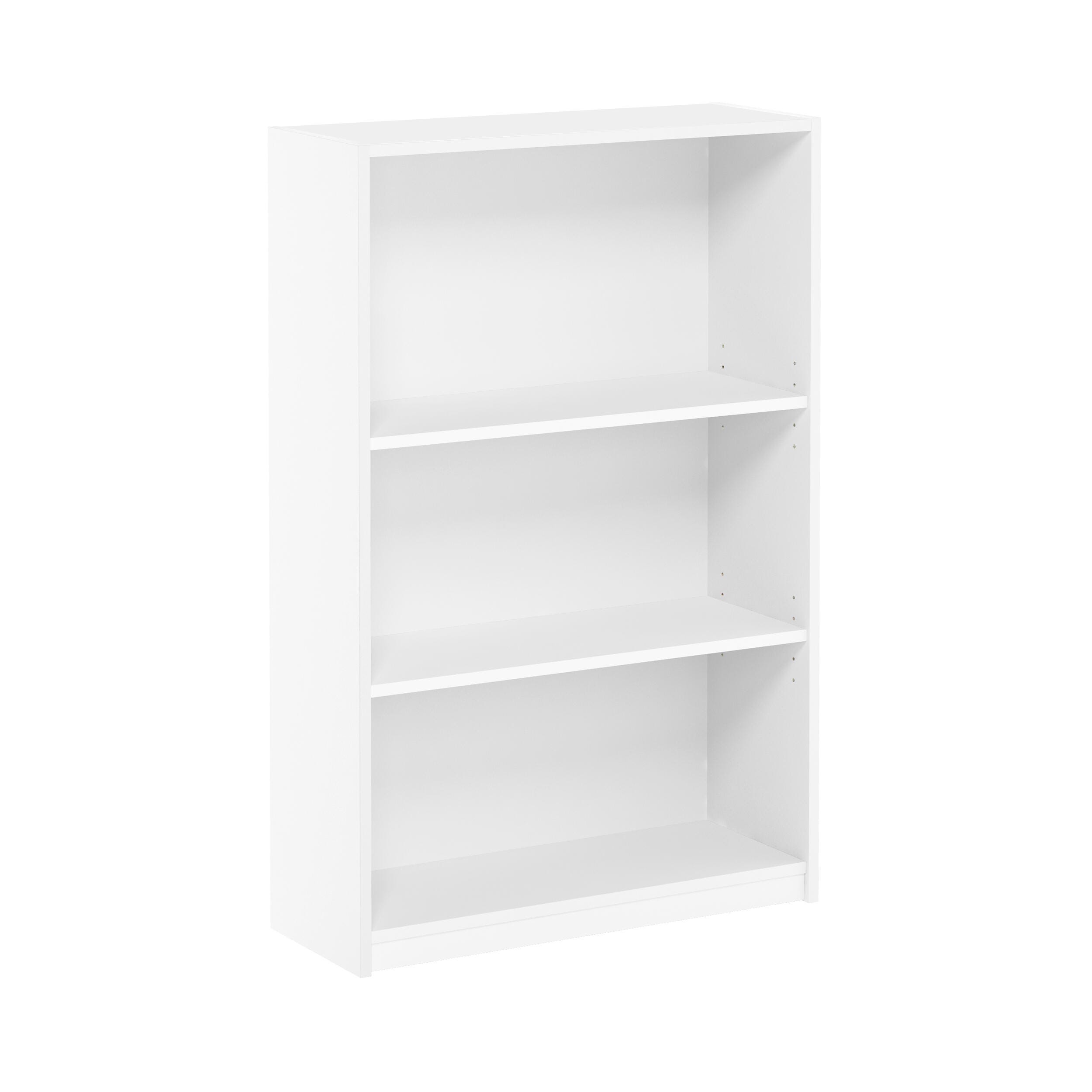 Furinno JAYA Simple Home 3-Tier Adjustable Shelf Bookcase, White, large