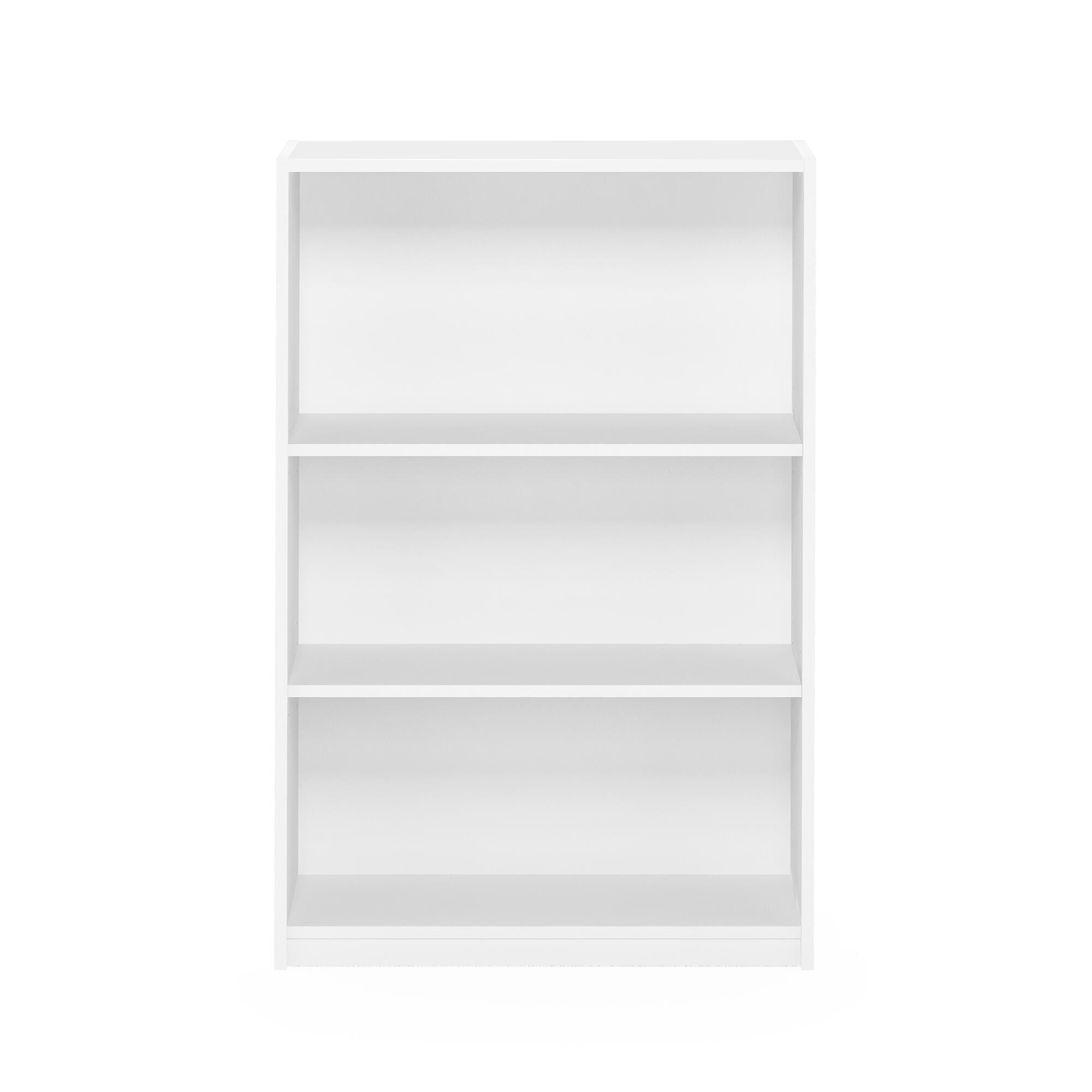 Furinno JAYA Simple Home 3-Tier Adjustable Shelf Bookcase, White, large