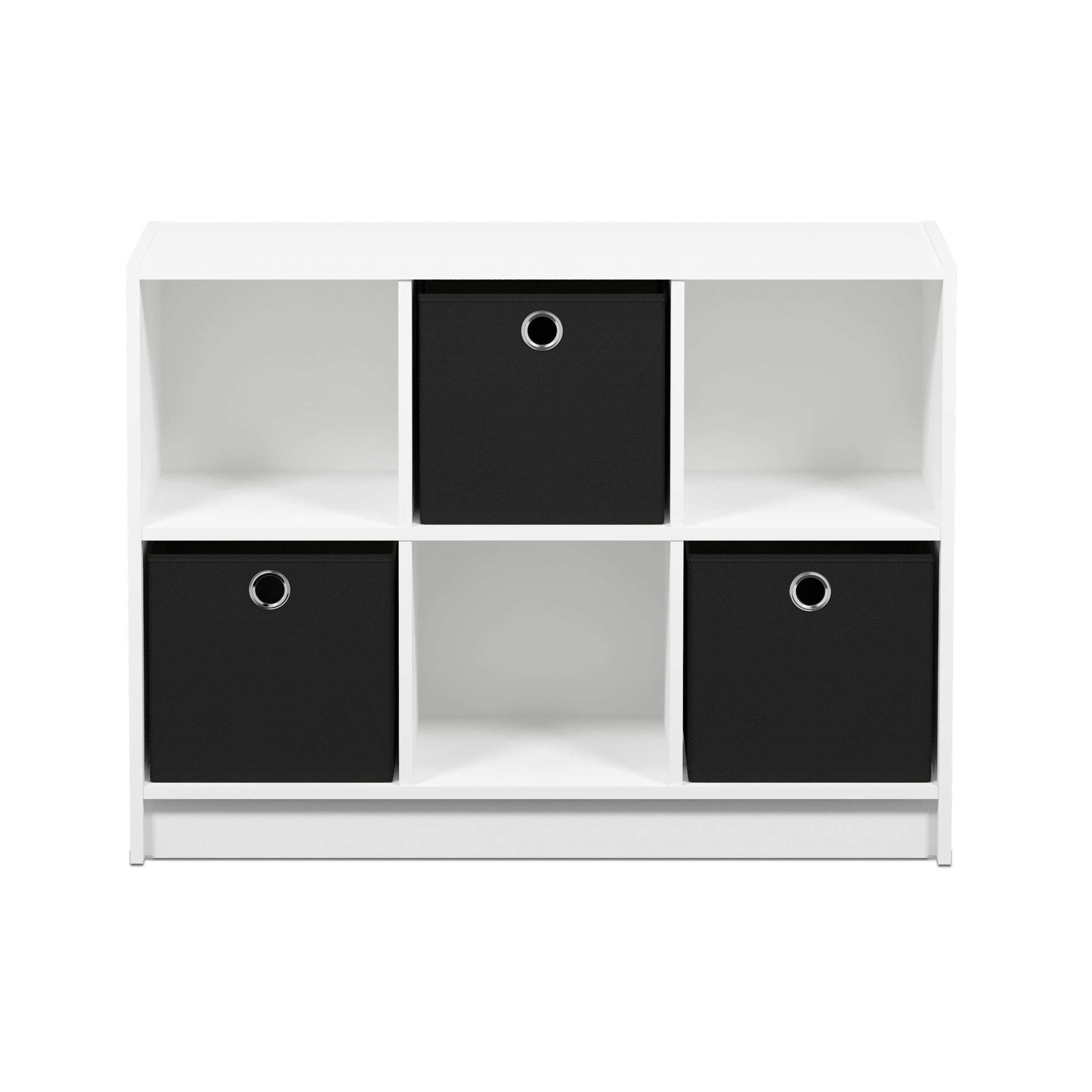 Furinno Basic 3x2 Bookcase Storage with Bins, White/Black, large