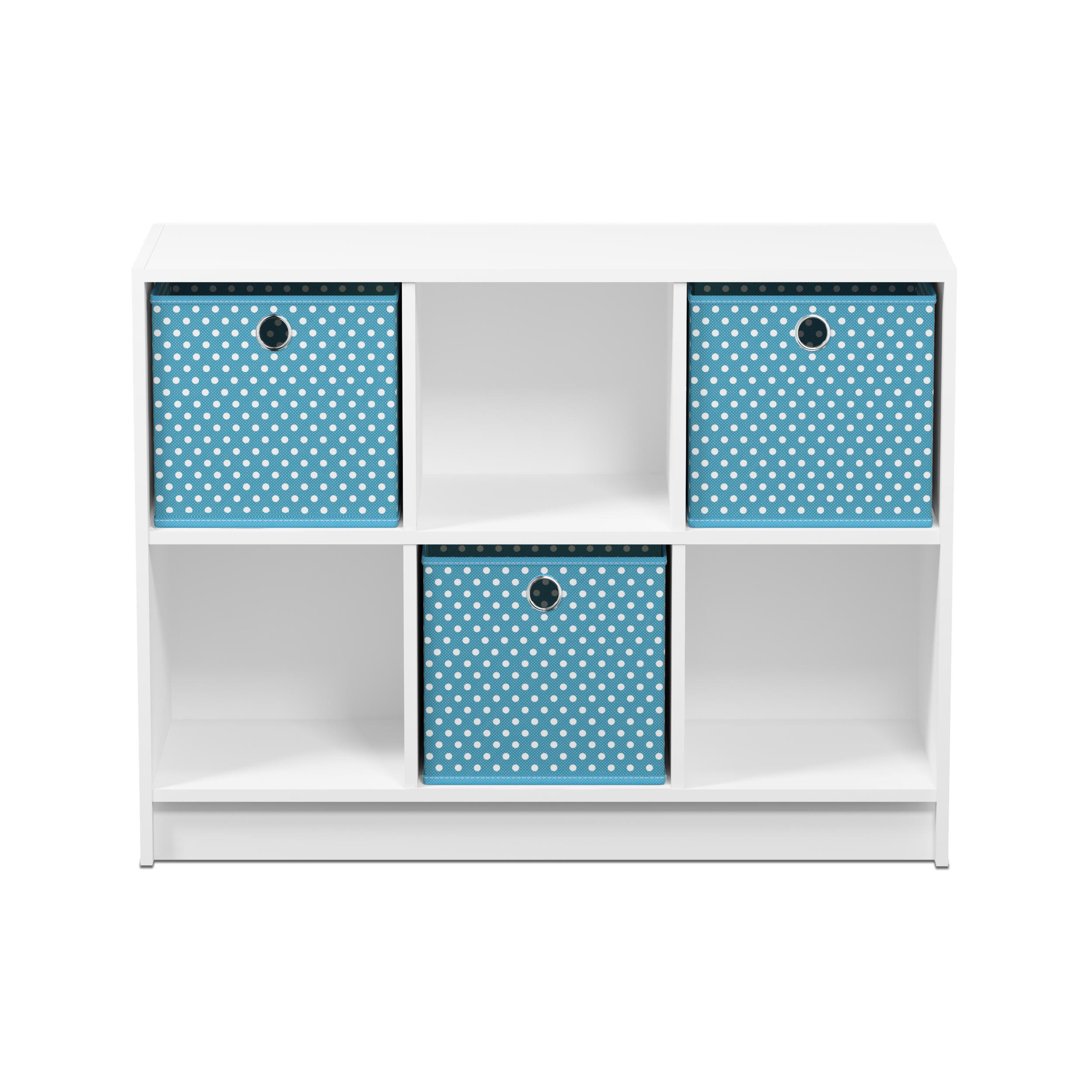 Furinno Basic 3x2 Bookcase Storage with Bins, White/Light Blue, large