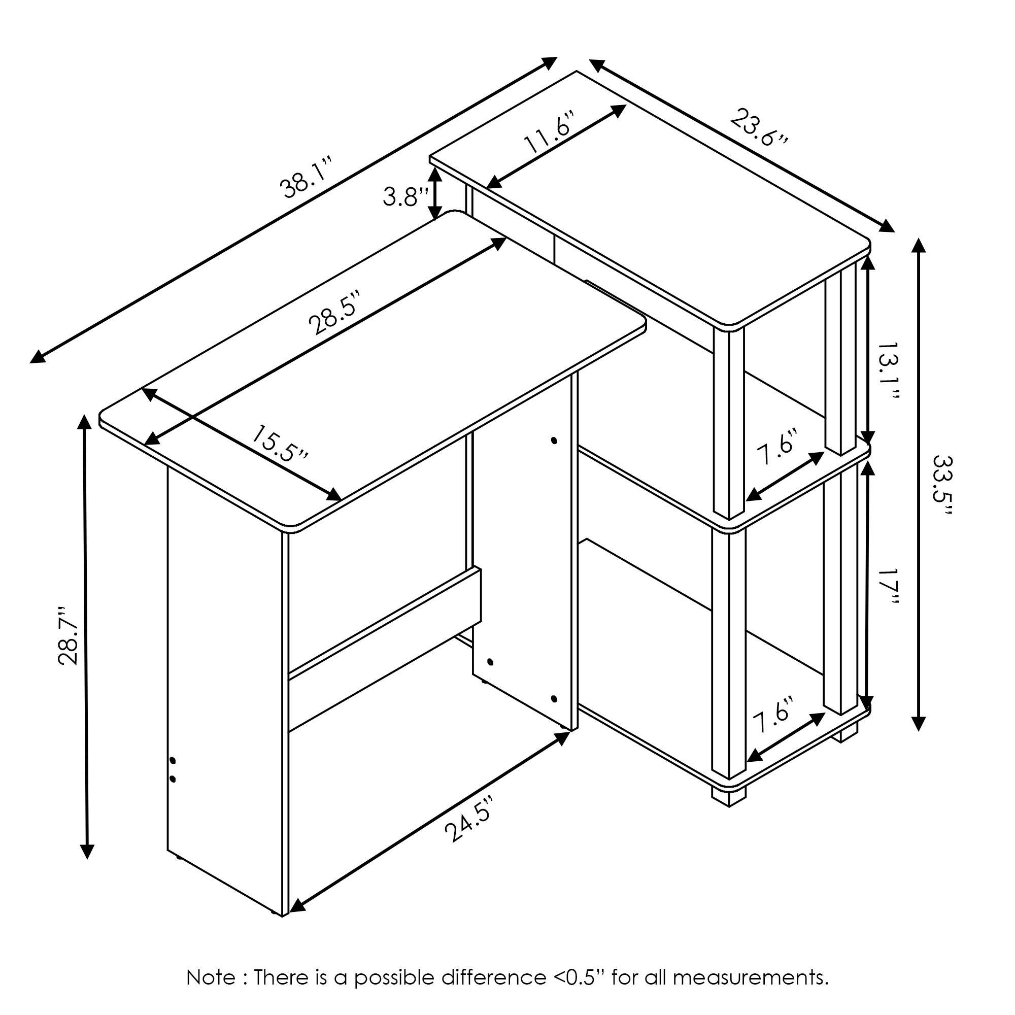Furinno Abbott Corner Computer Desk with Bookshelf, , large