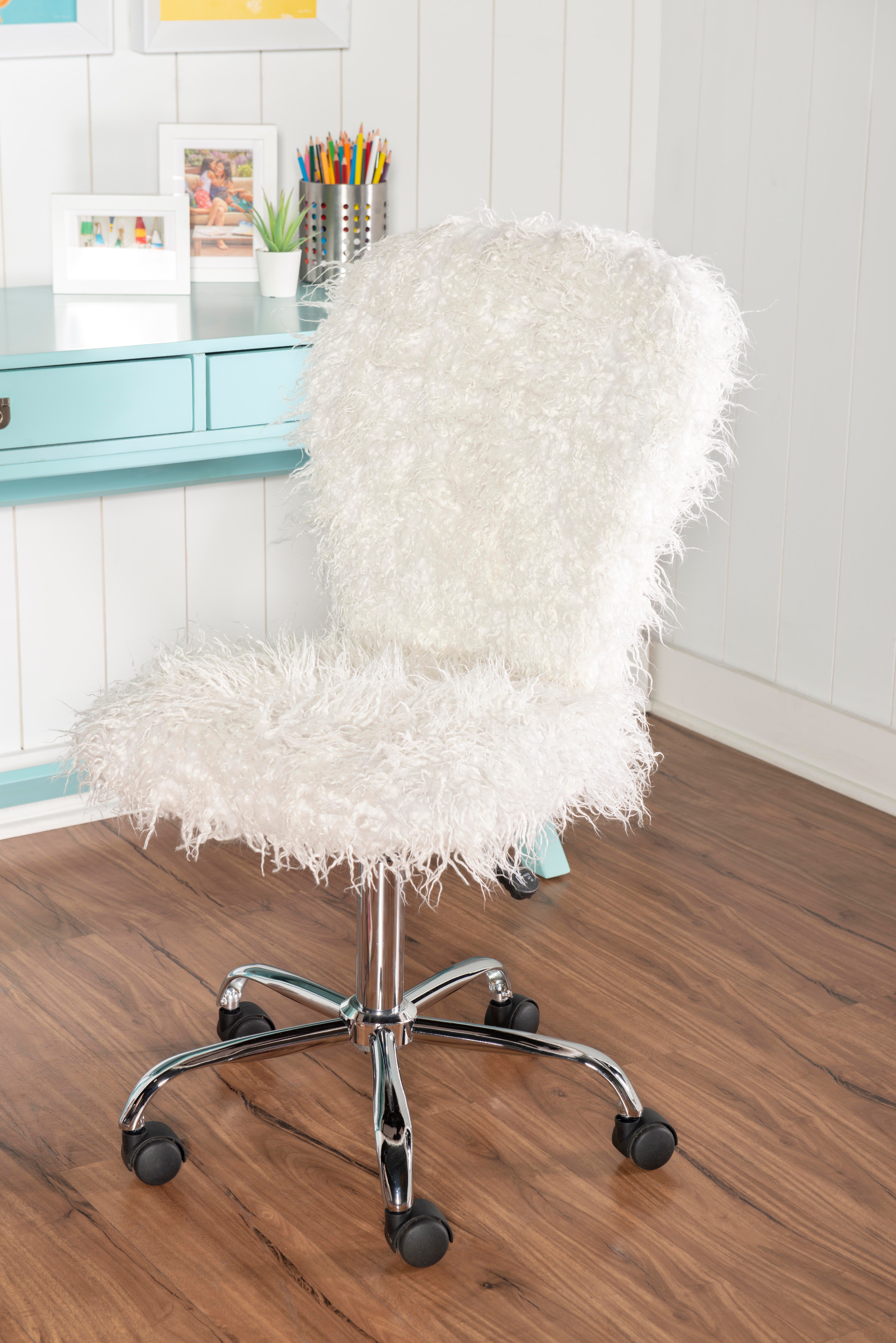 Linon Armless Office Chair, White, large